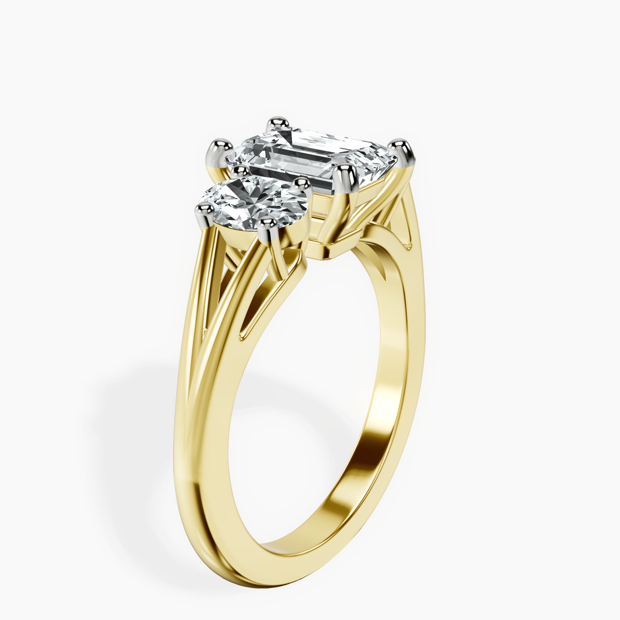 2.91 ct. emerald Bethany Side Oval Ring in 18kt yellow gold standing product image one