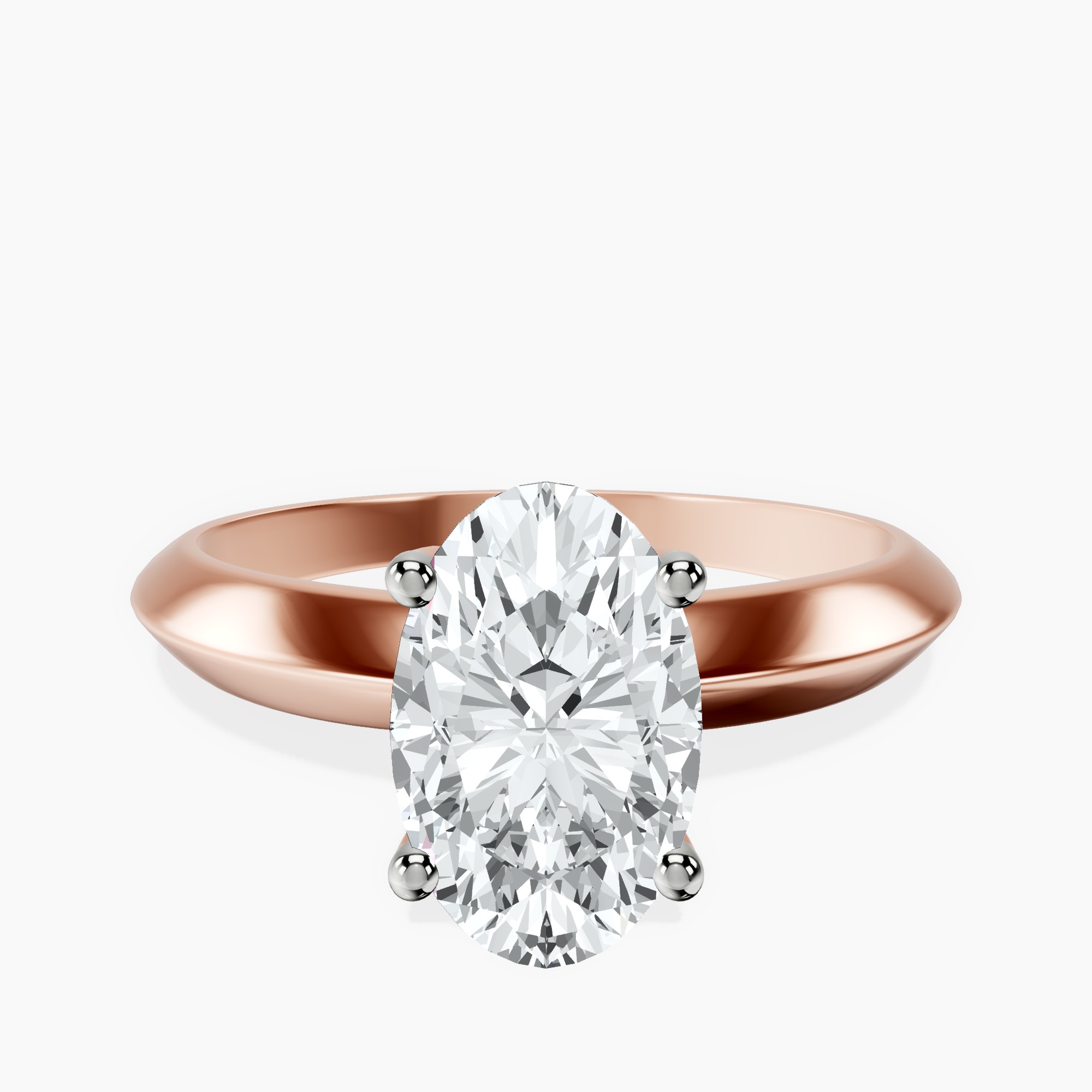 2.40 ct. oval Eloise Knife Edge Ring in 14kt rose gold rtr top