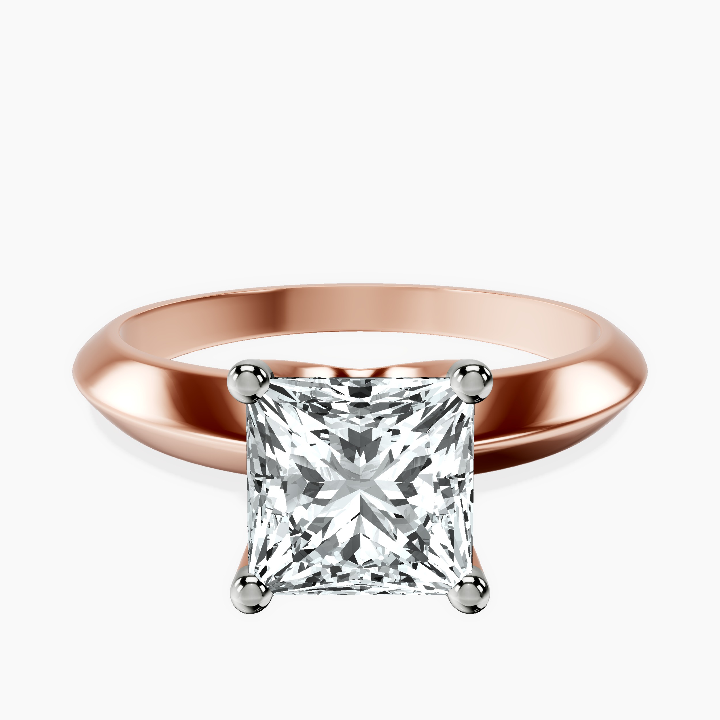 2.81 ct. princess Eloise Knife Edge Ring in 18kt rose gold rtr top