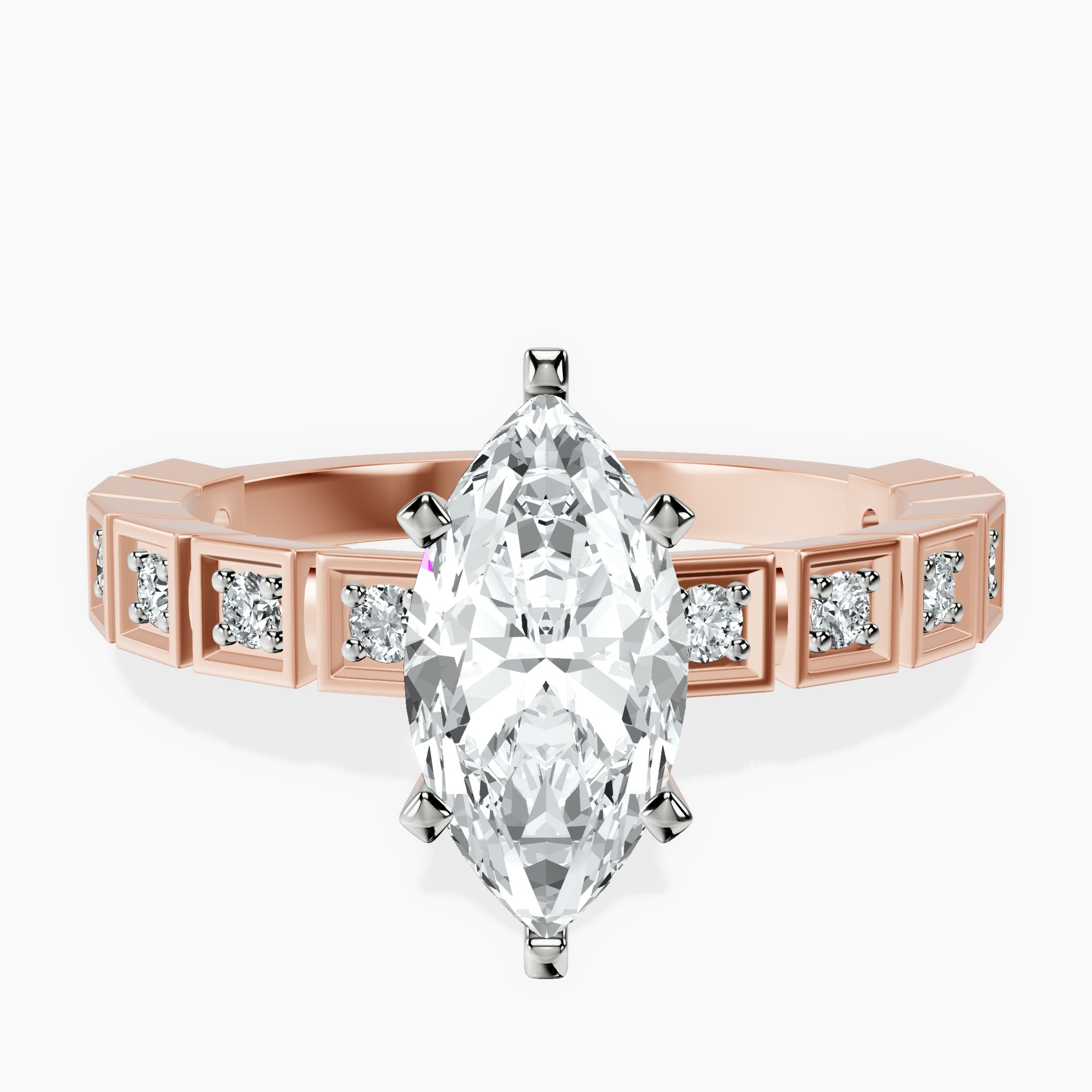 1.46 ct. marquise Cheryl Side Stone Ring in 18kt rose gold rtr top