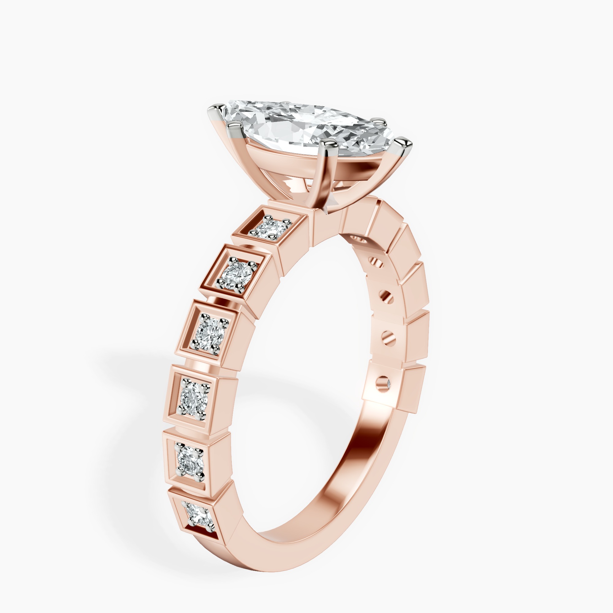 1.46 ct. marquise Cheryl Side Stone Ring in 18kt rose gold standing product image one