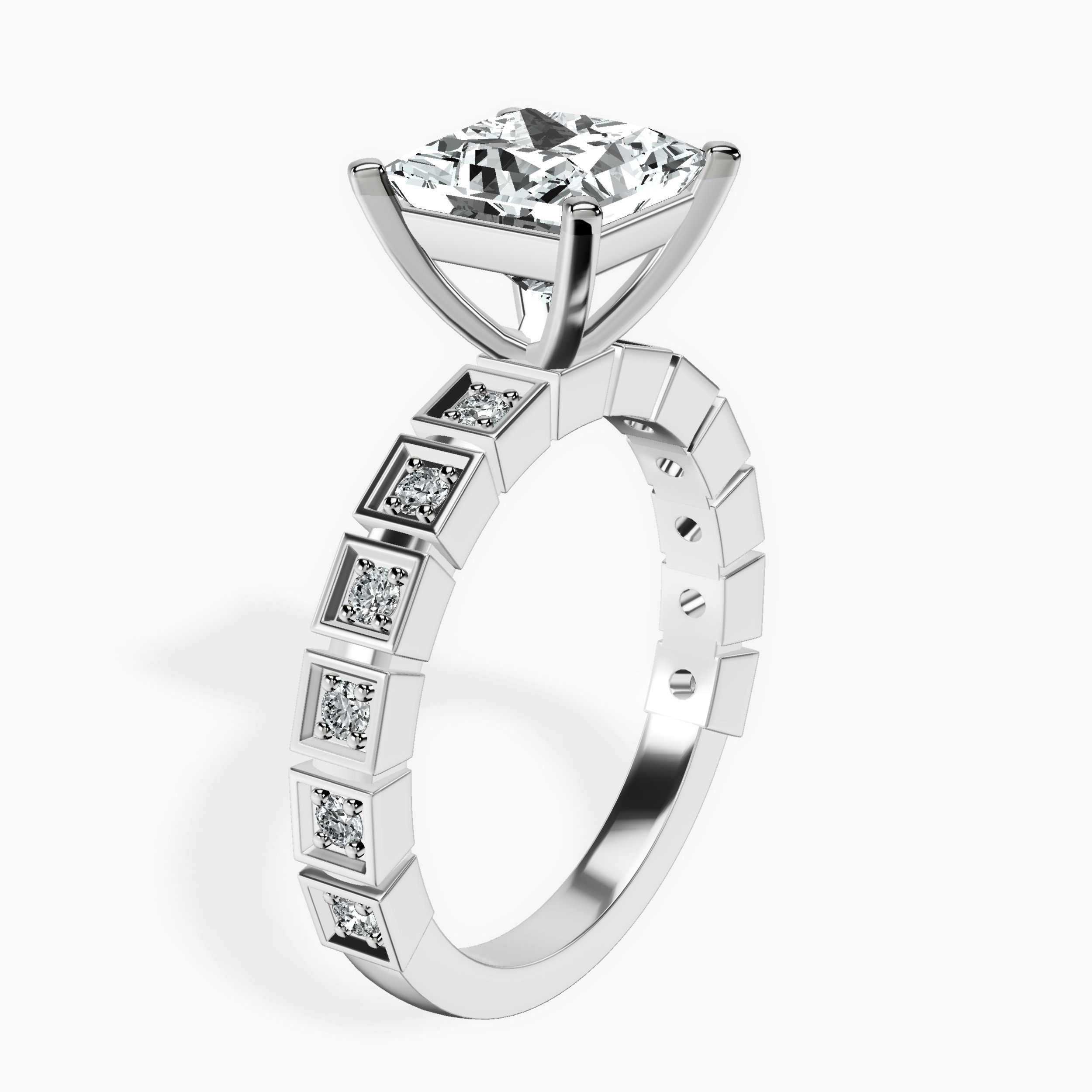 2.46 ct. princess Cheryl Side Stone Ring in platinum standing product image one