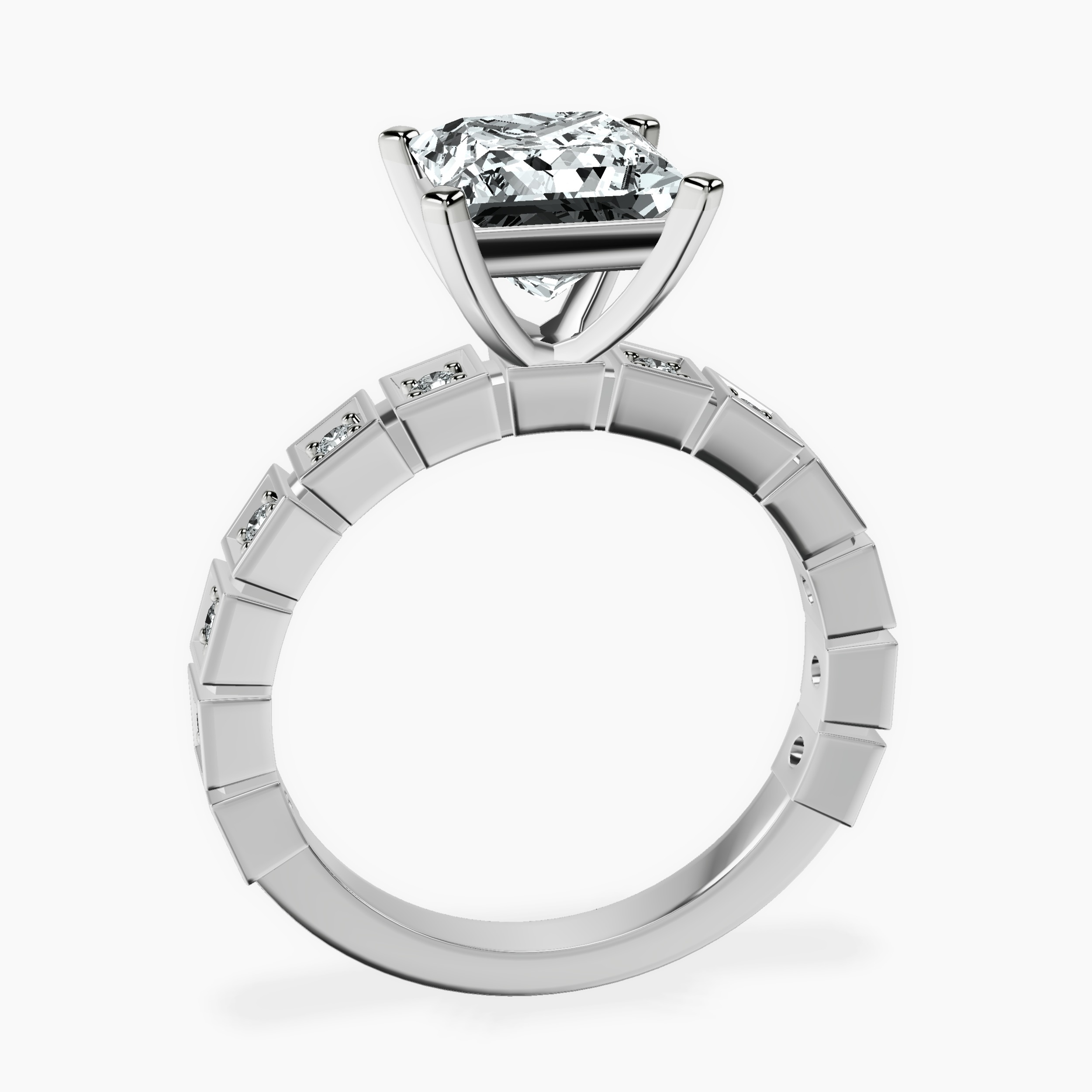2.46 ct. princess Cheryl Side Stone Ring in platinum side right image one