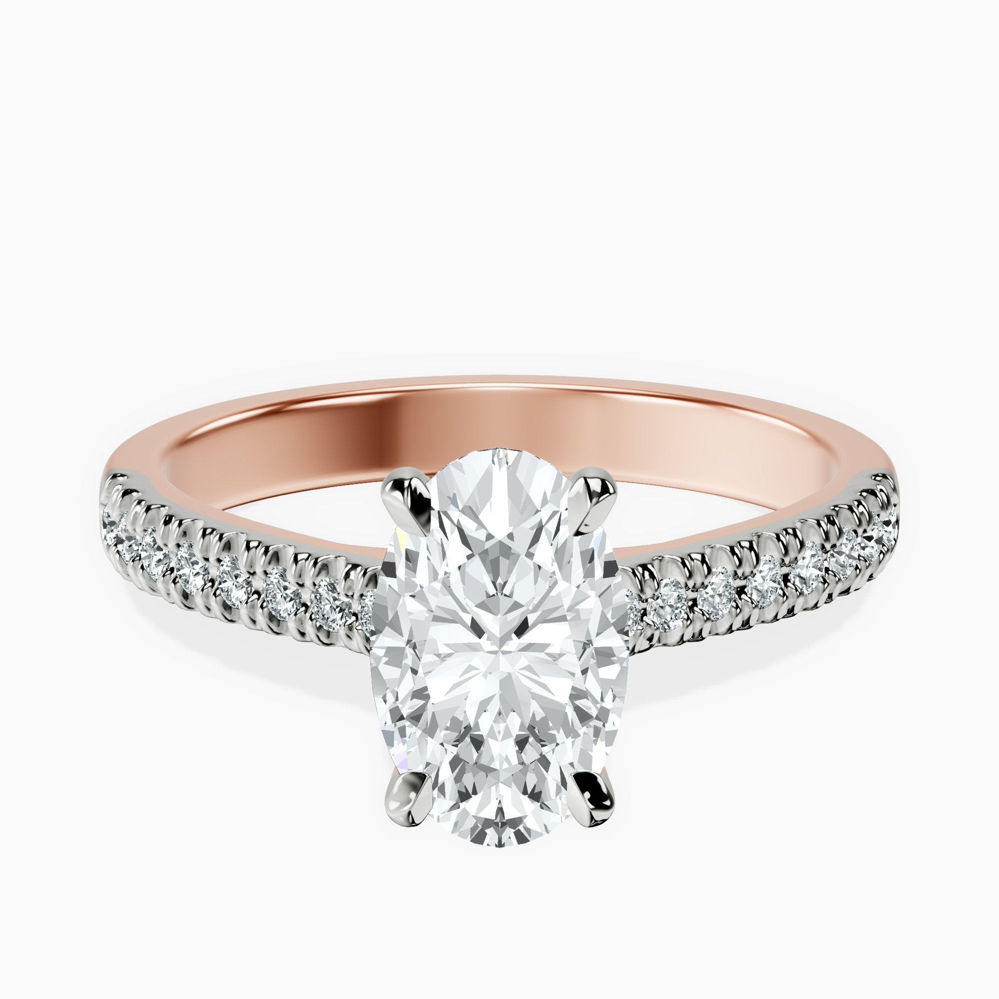 1.37 ct. oval Amy Tapered Eternity Ring in 18kt rose gold rtr top