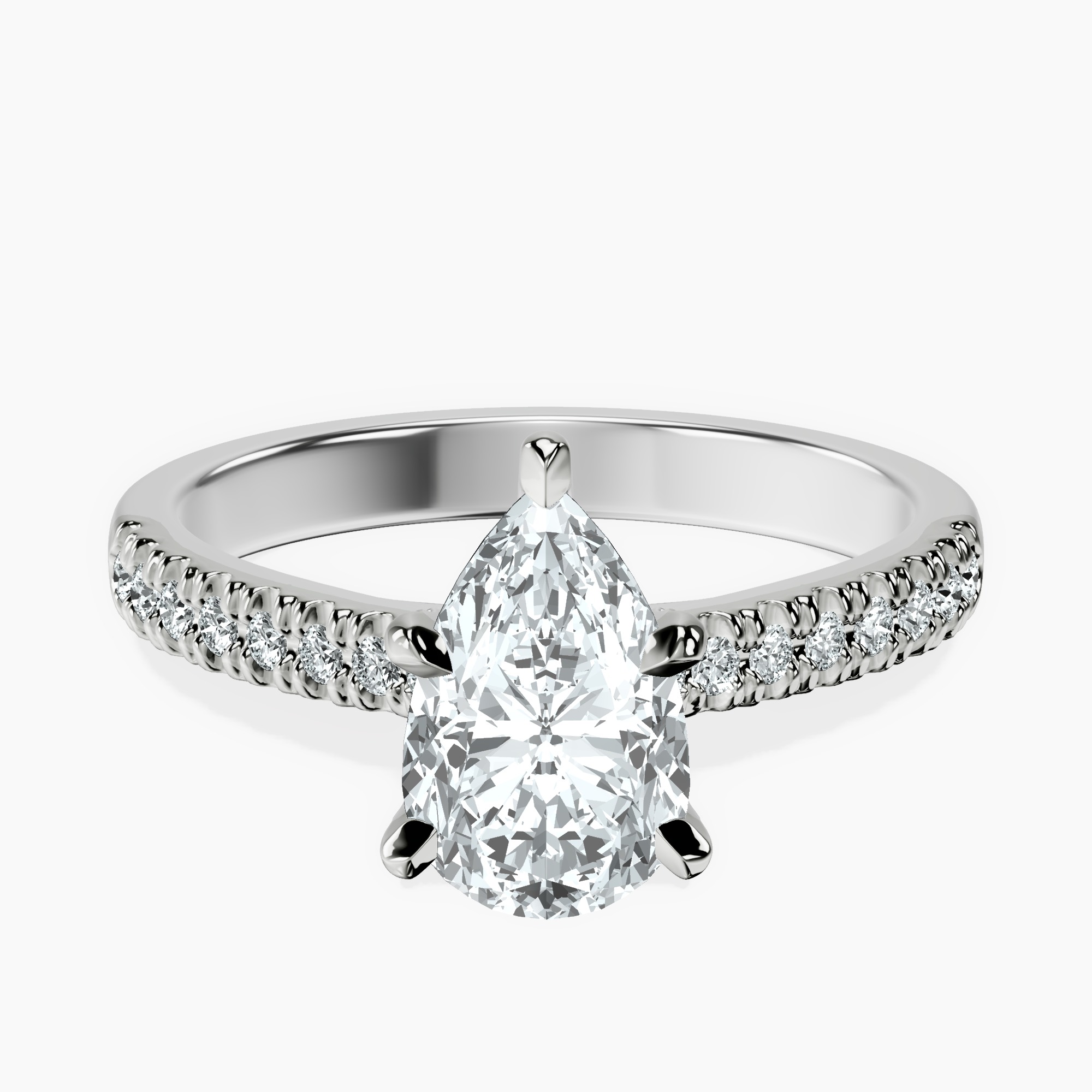 1.85 ct. pear Amy Tapered Eternity Ring in platinum rtr top