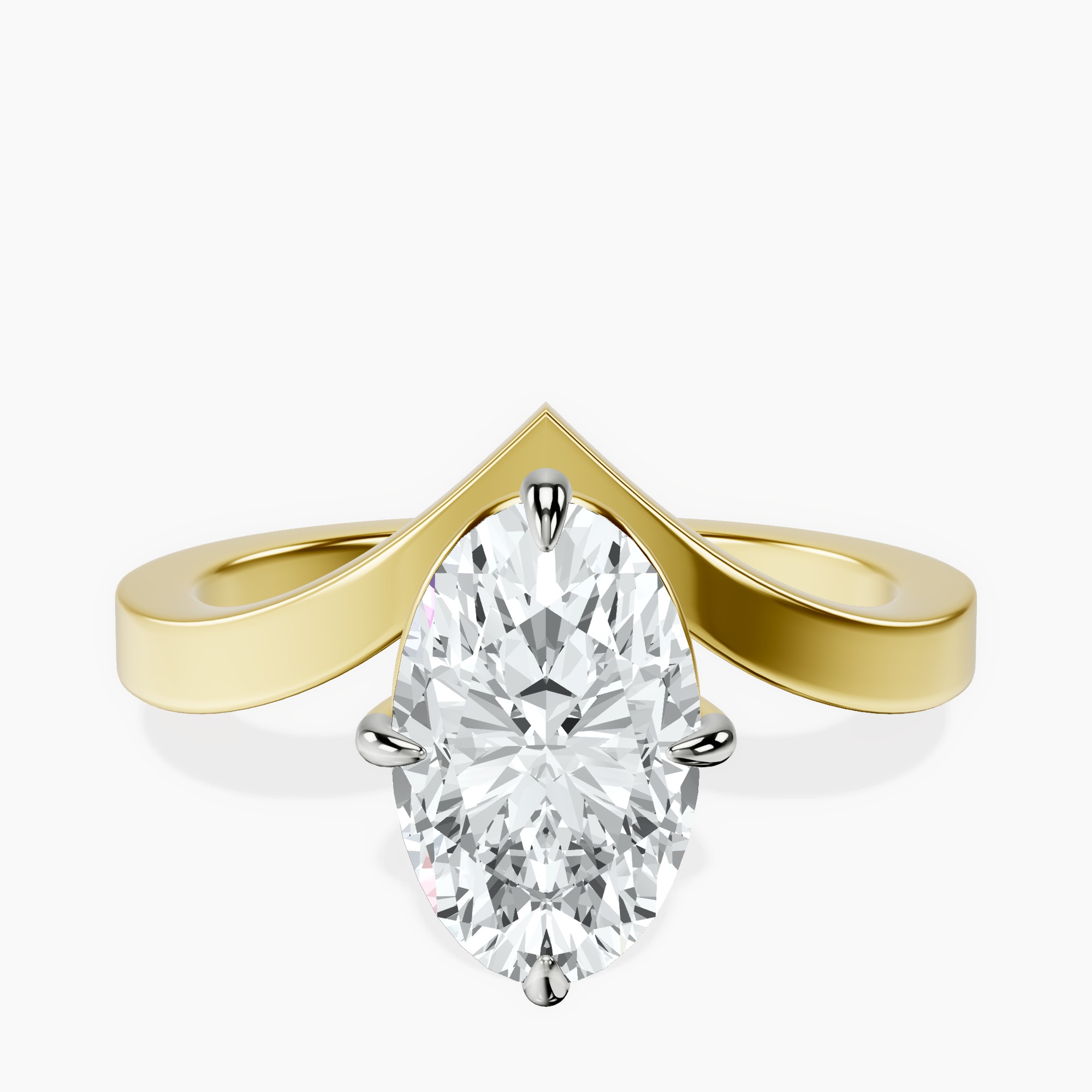 2.40 ct. oval Janes Chevron Ring in 18kt yellow gold rtr top