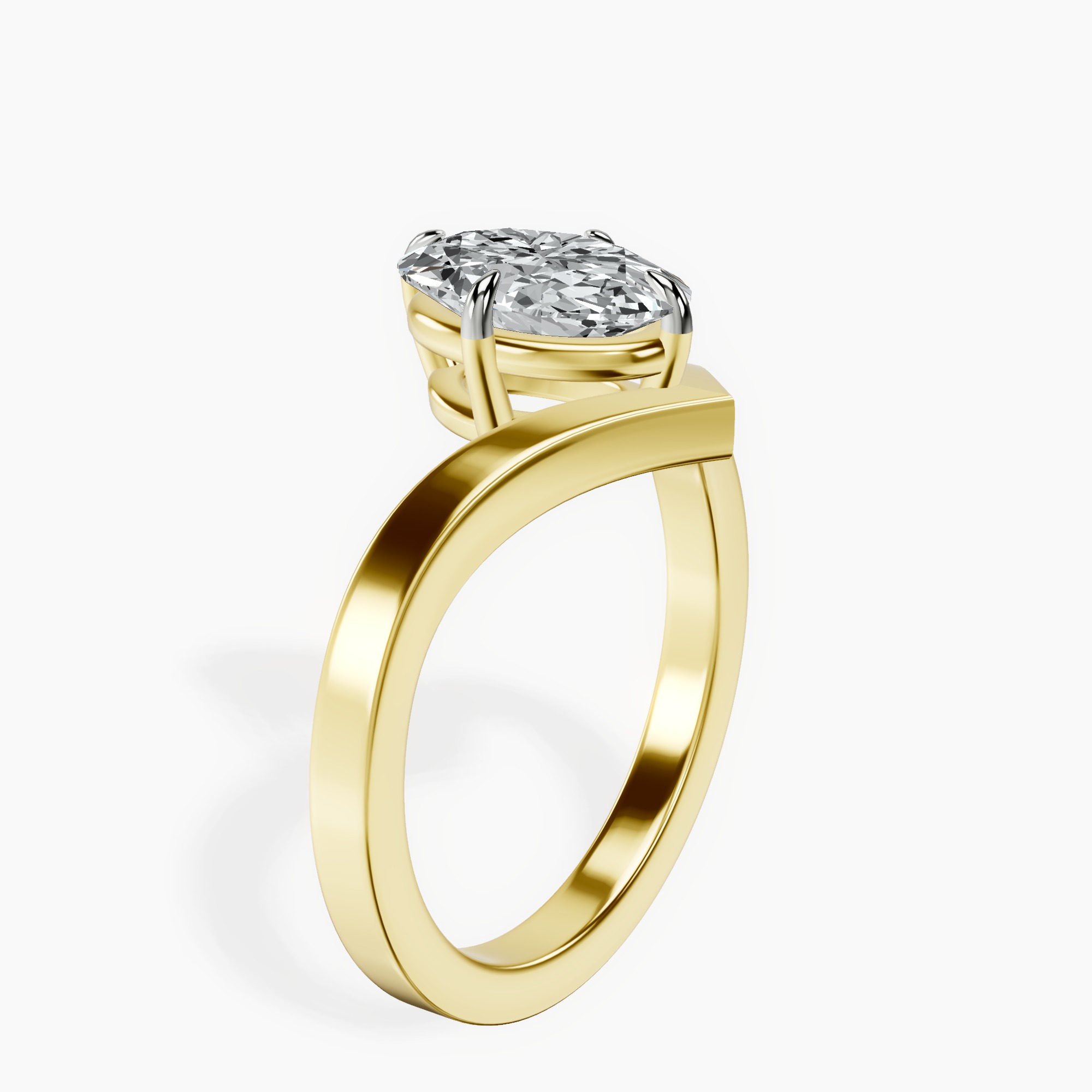 2.40 ct. oval Janes Chevron Ring in 18kt yellow gold standing product image one