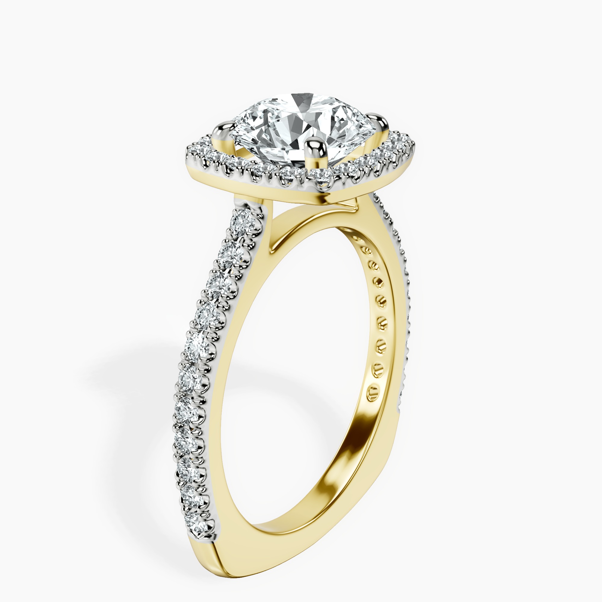 2.04 ct. round Valerie Halo Ring in 18kt yellow gold standing product image one