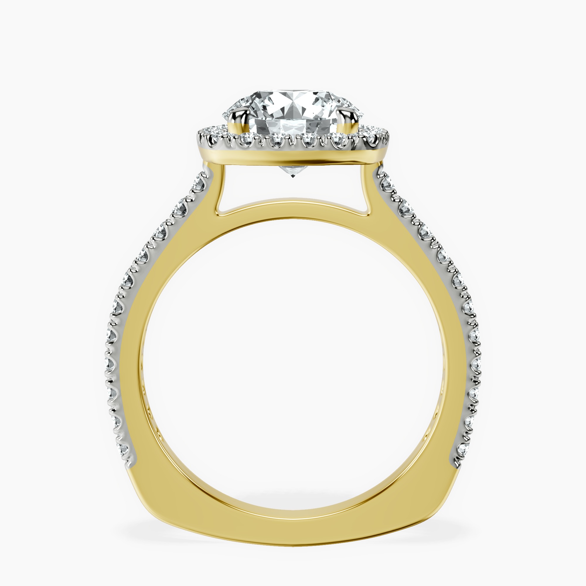 2.04 ct. round Valerie Halo Ring in 18kt yellow gold side right image one
