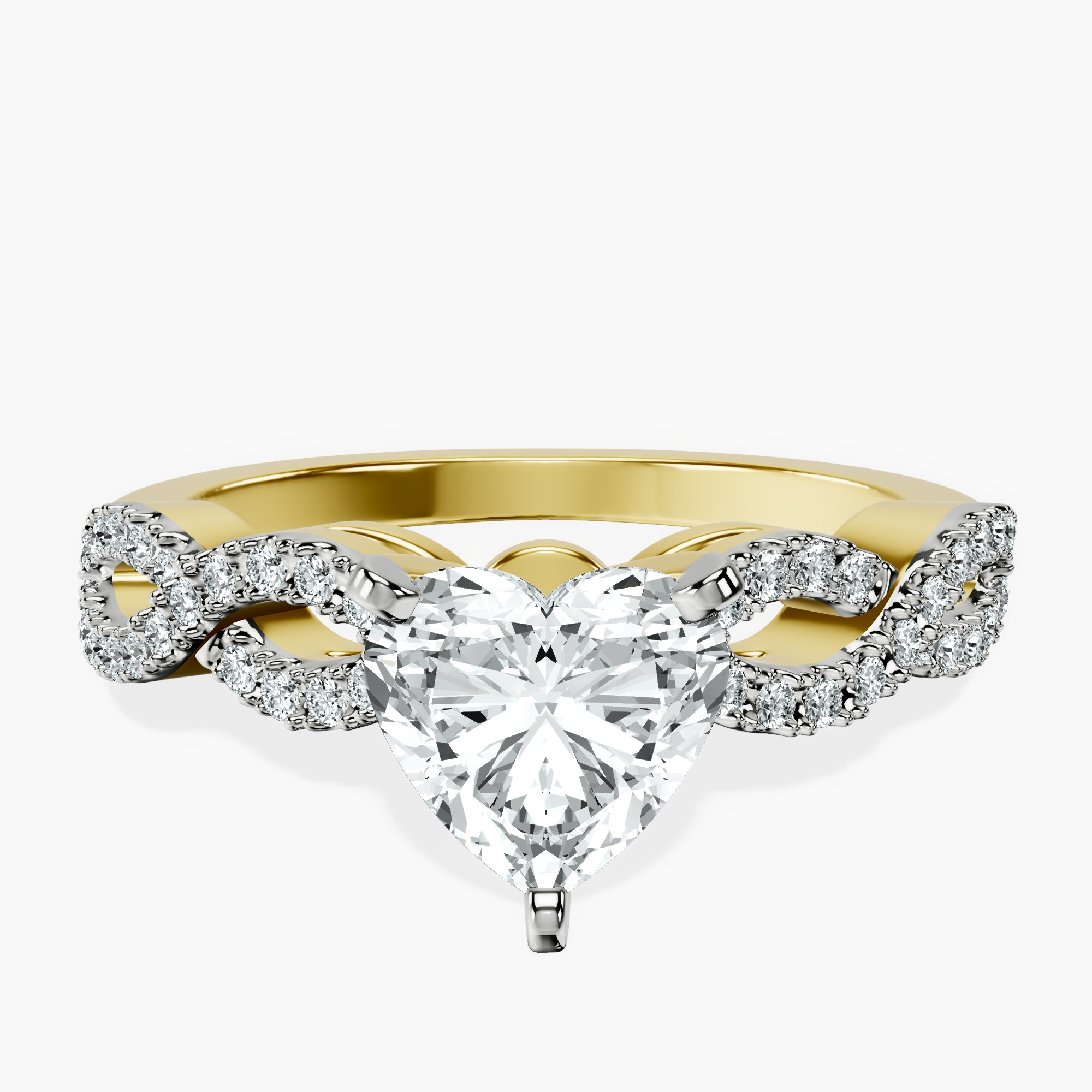 1.29 ct. heart Lorene Twisted Shank Ring in 10kt yellow gold rtr top