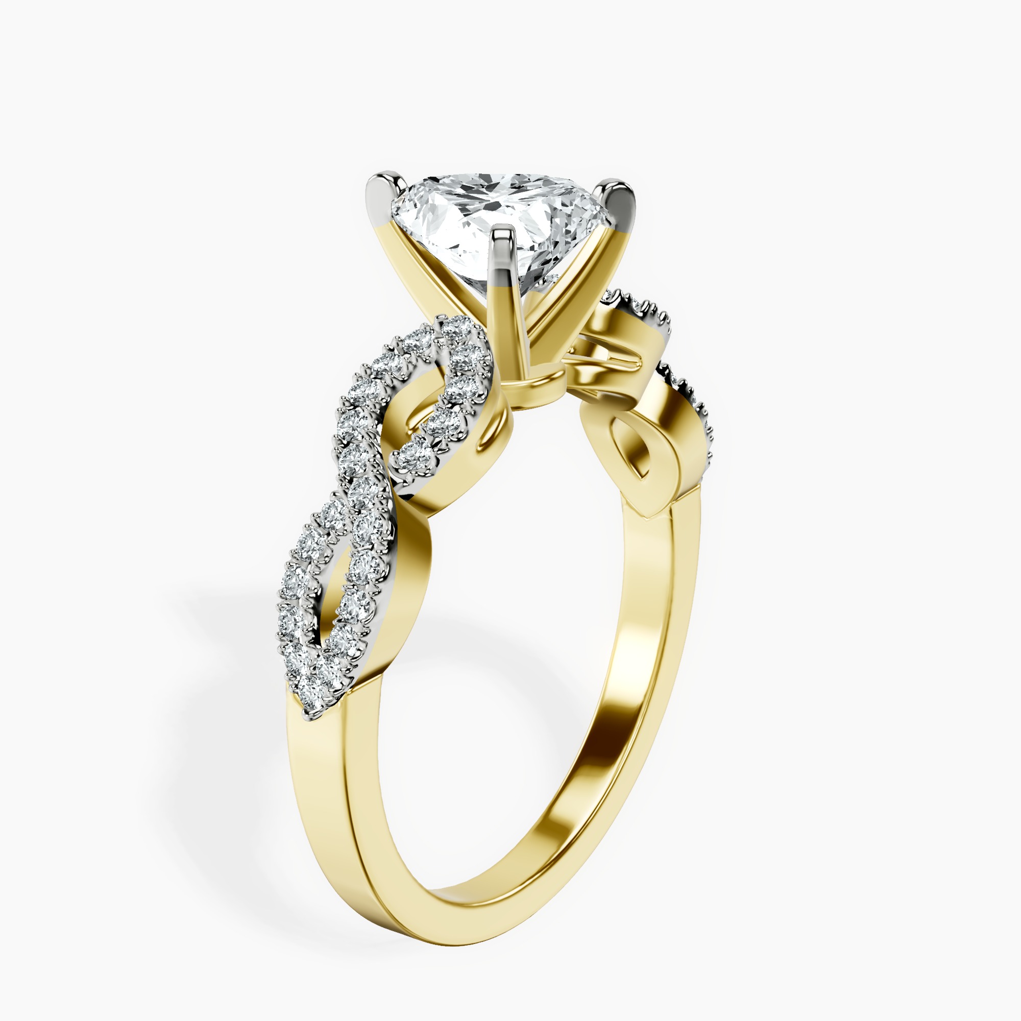 1.29 ct. heart Lorene Twisted Shank Ring in 10kt yellow gold standing product image one