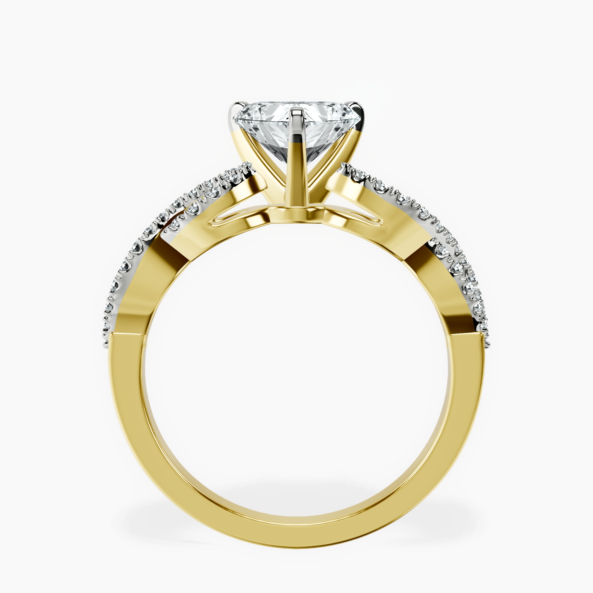 1.29 ct. heart Lorene Twisted Shank Ring in 10kt yellow gold side right image one