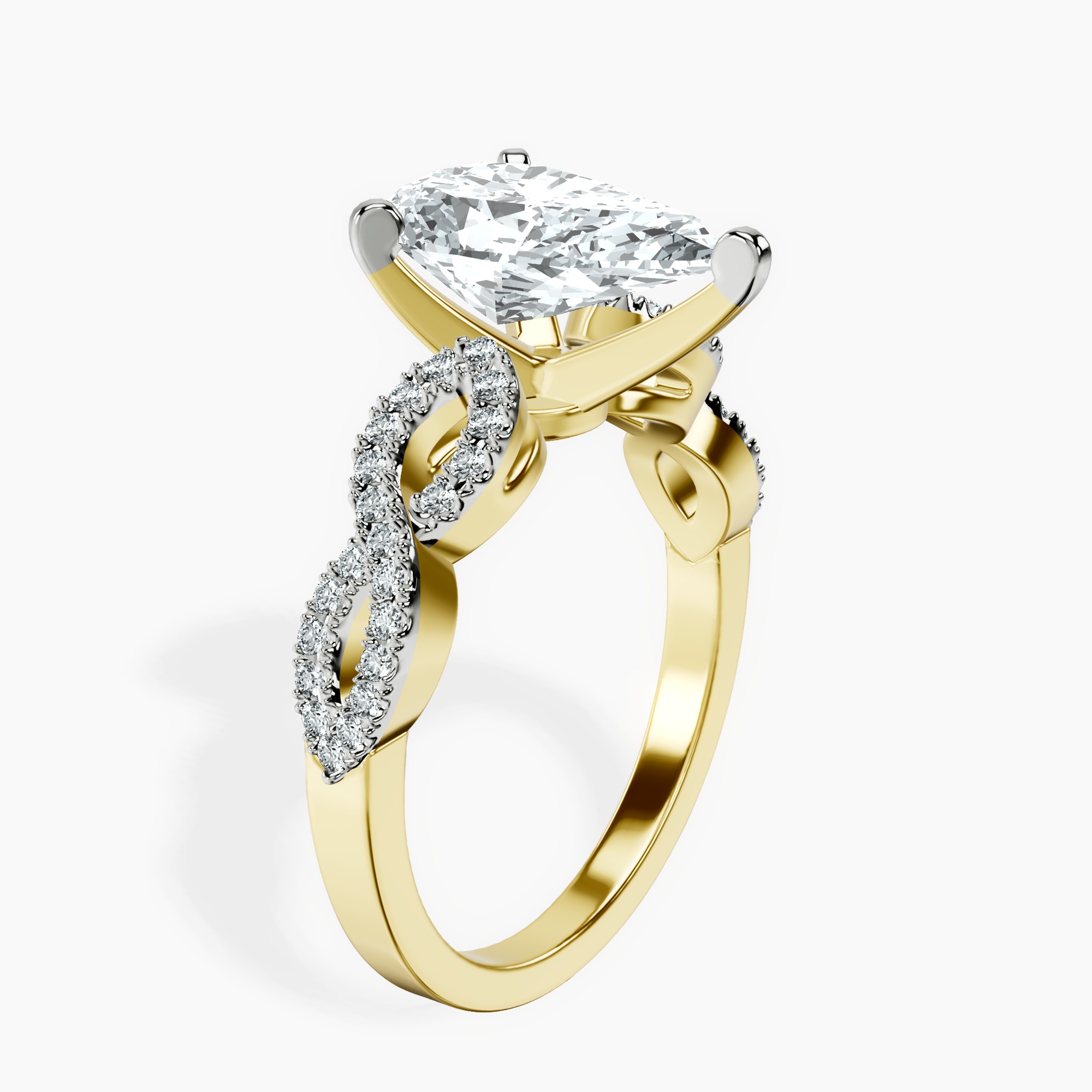 2.96 ct. pear Lorene Twisted Shank Ring in 18kt yellow gold standing product image one