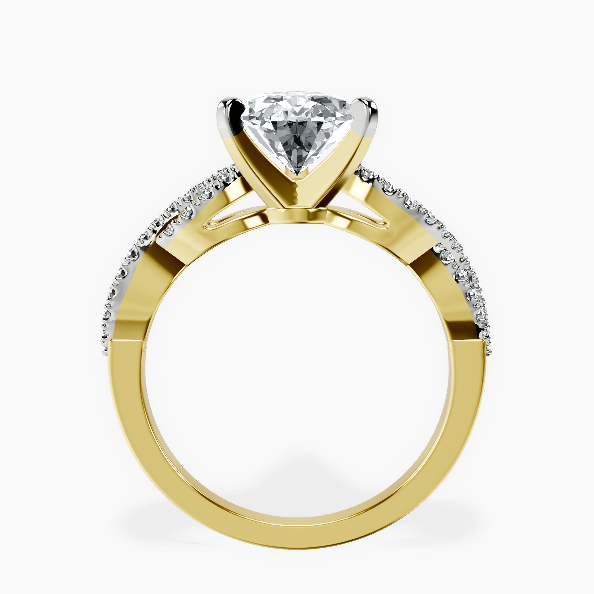 2.96 ct. pear Lorene Twisted Shank Ring in 18kt yellow gold side right image one