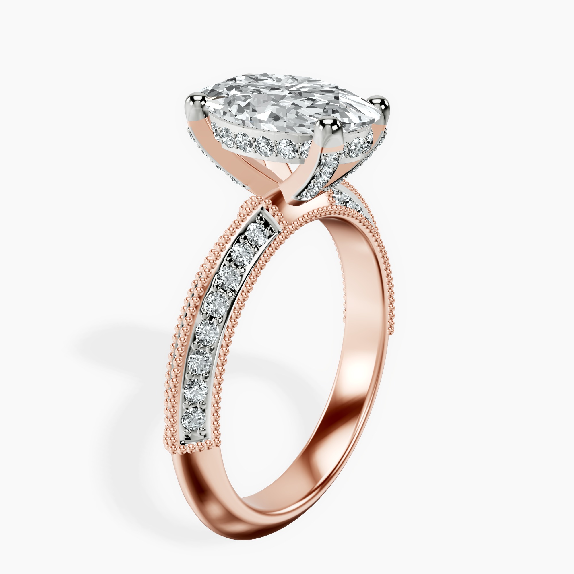 2.40 ct. oval Dua Knife Edge Ring in 10kt rose gold standing product image one