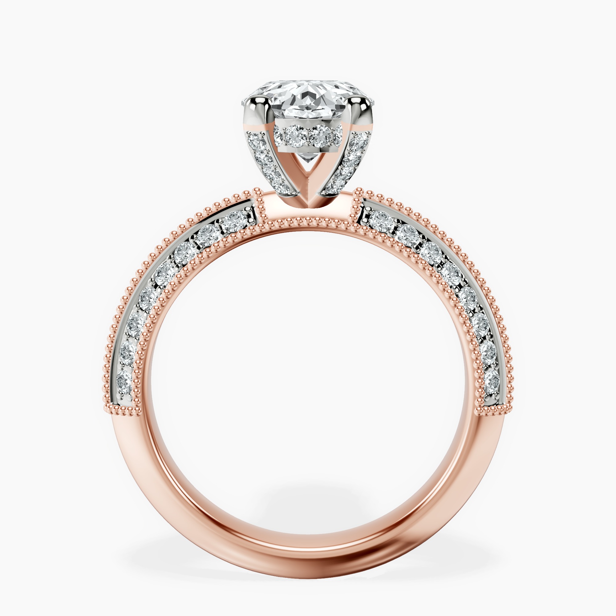 2.40 ct. oval Dua Knife Edge Ring in 10kt rose gold side right image one