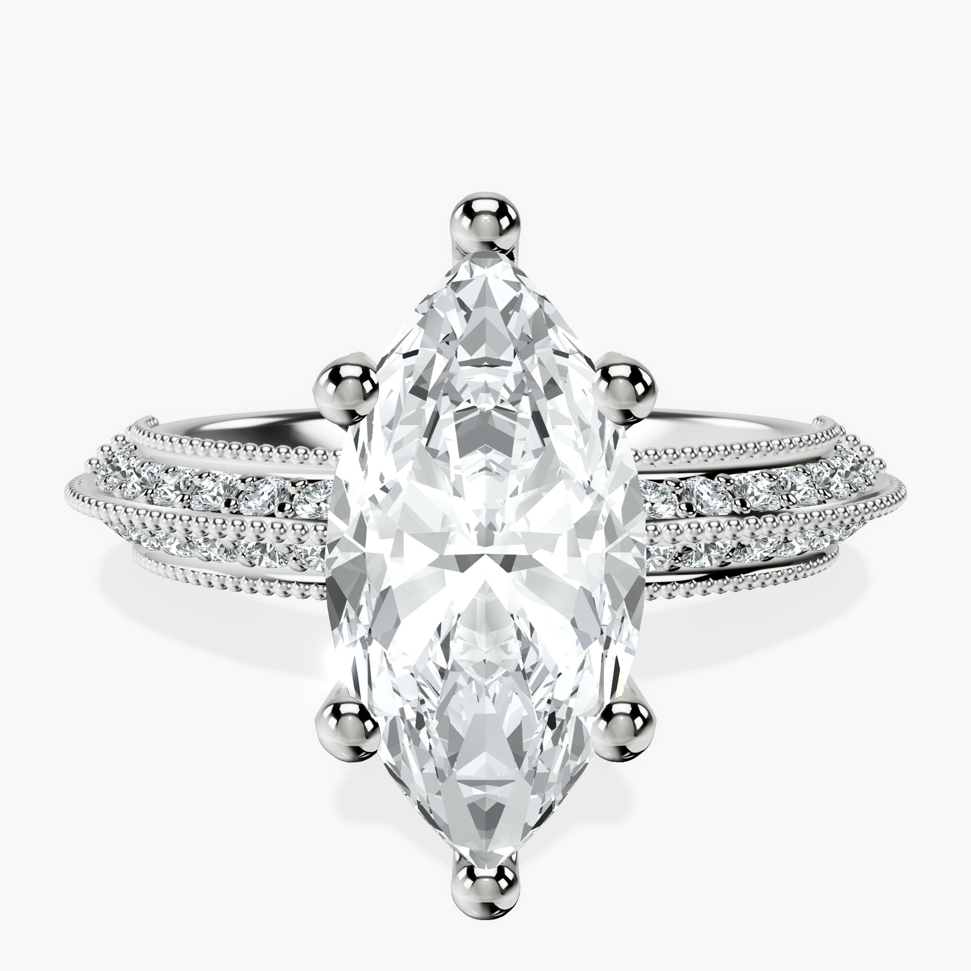 2.92 ct. marquise Dua Knife Edge Ring in platinum rtr top