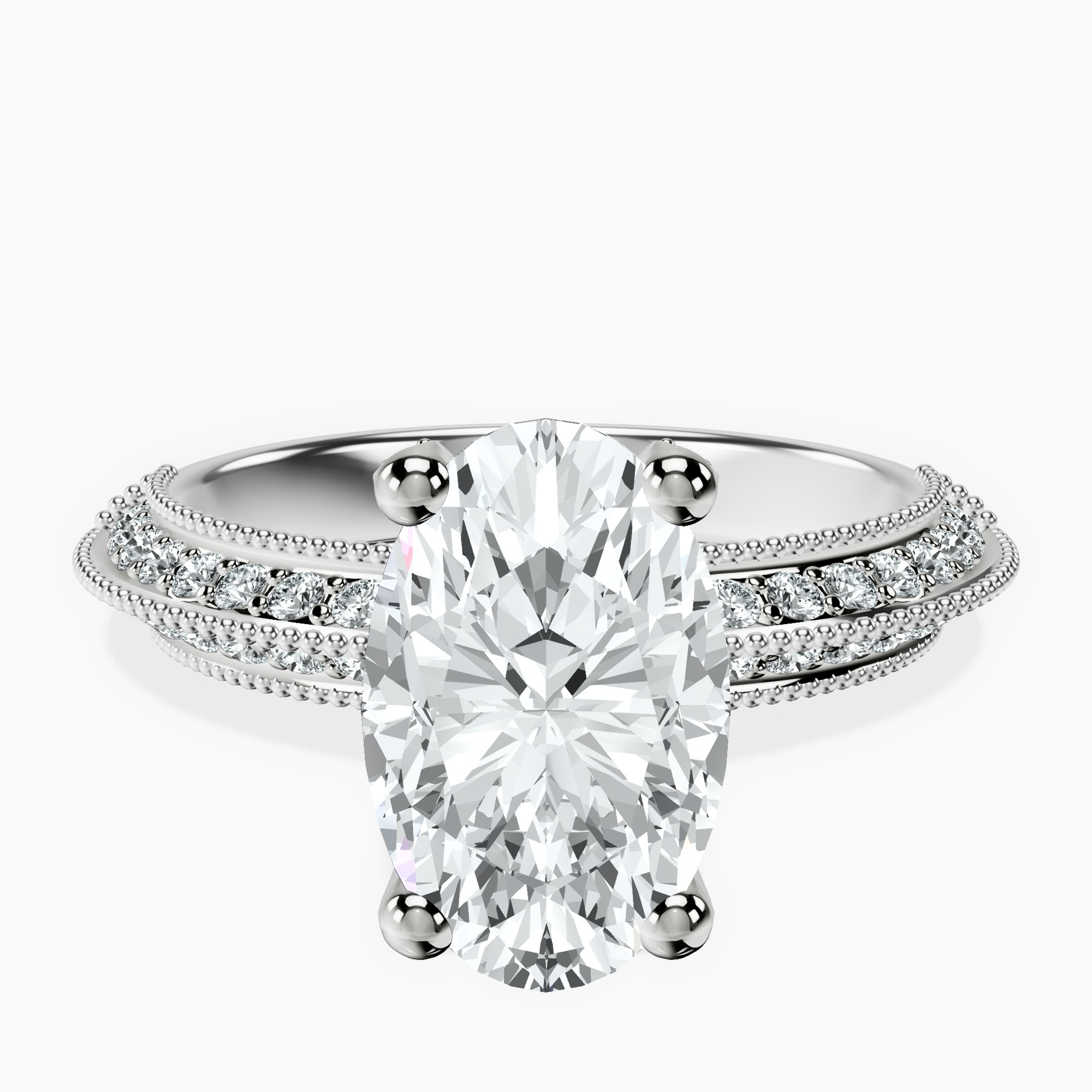 2.40 ct. oval Dua Knife Edge Ring in 14kt white gold rtr top