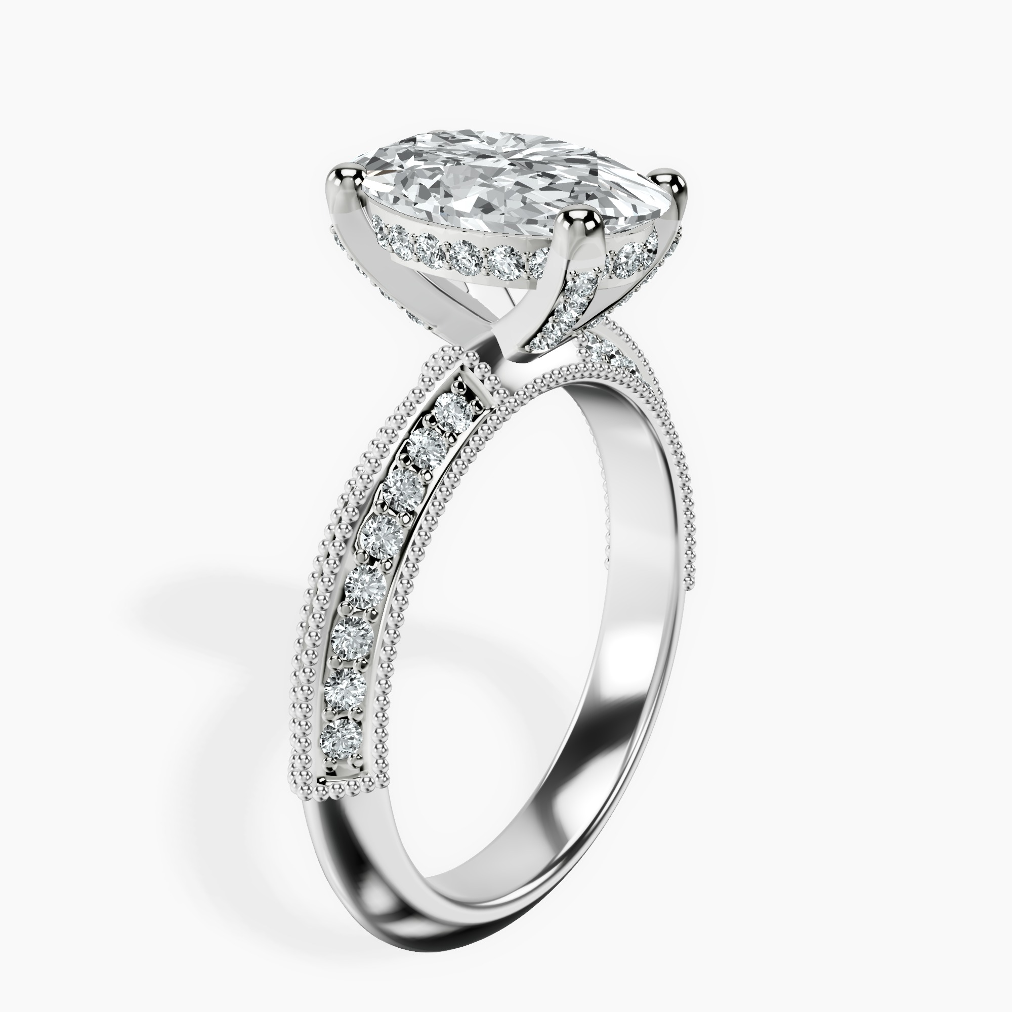 2.40 ct. oval Dua Knife Edge Ring in 14kt white gold standing product image one