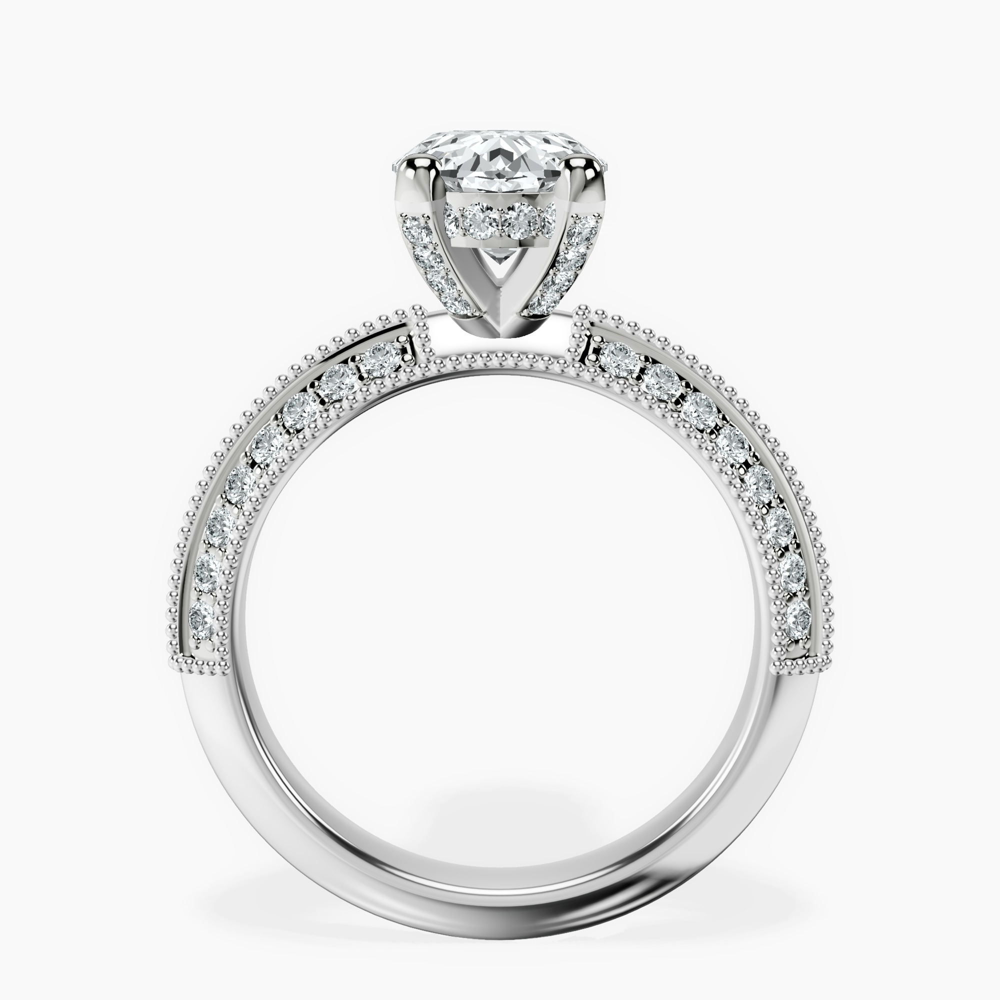 2.40 ct. oval Dua Knife Edge Ring in 14kt white gold side right image one