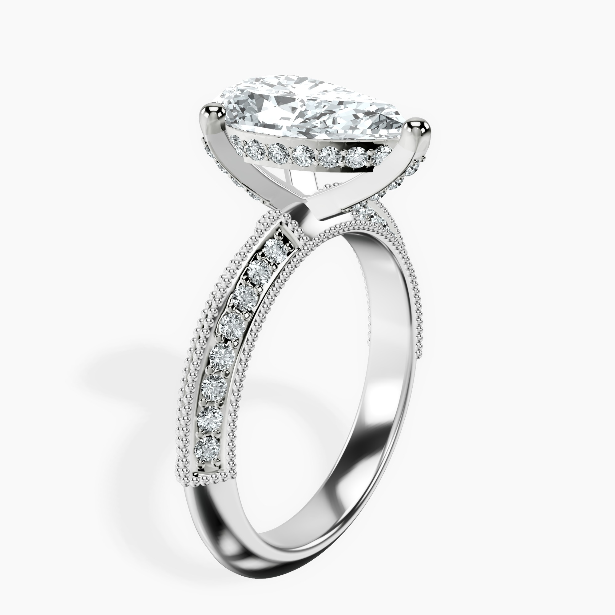 2.96 ct. pear Dua Knife Edge Ring in 14kt white gold standing product image one