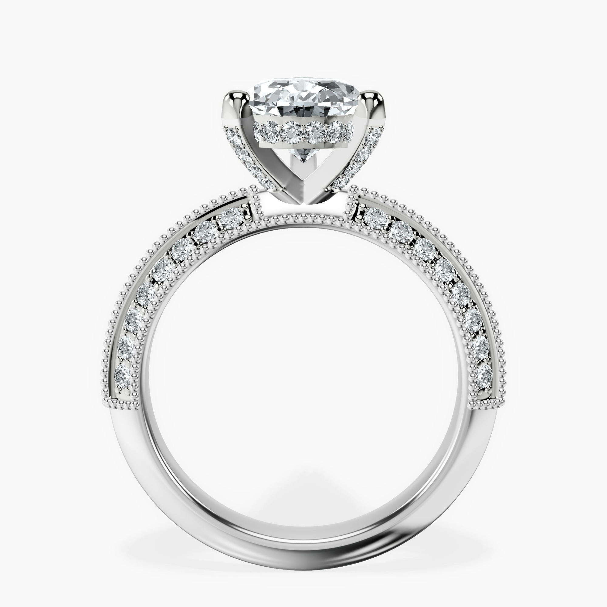 2.96 ct. pear Dua Knife Edge Ring in 14kt white gold side right image one