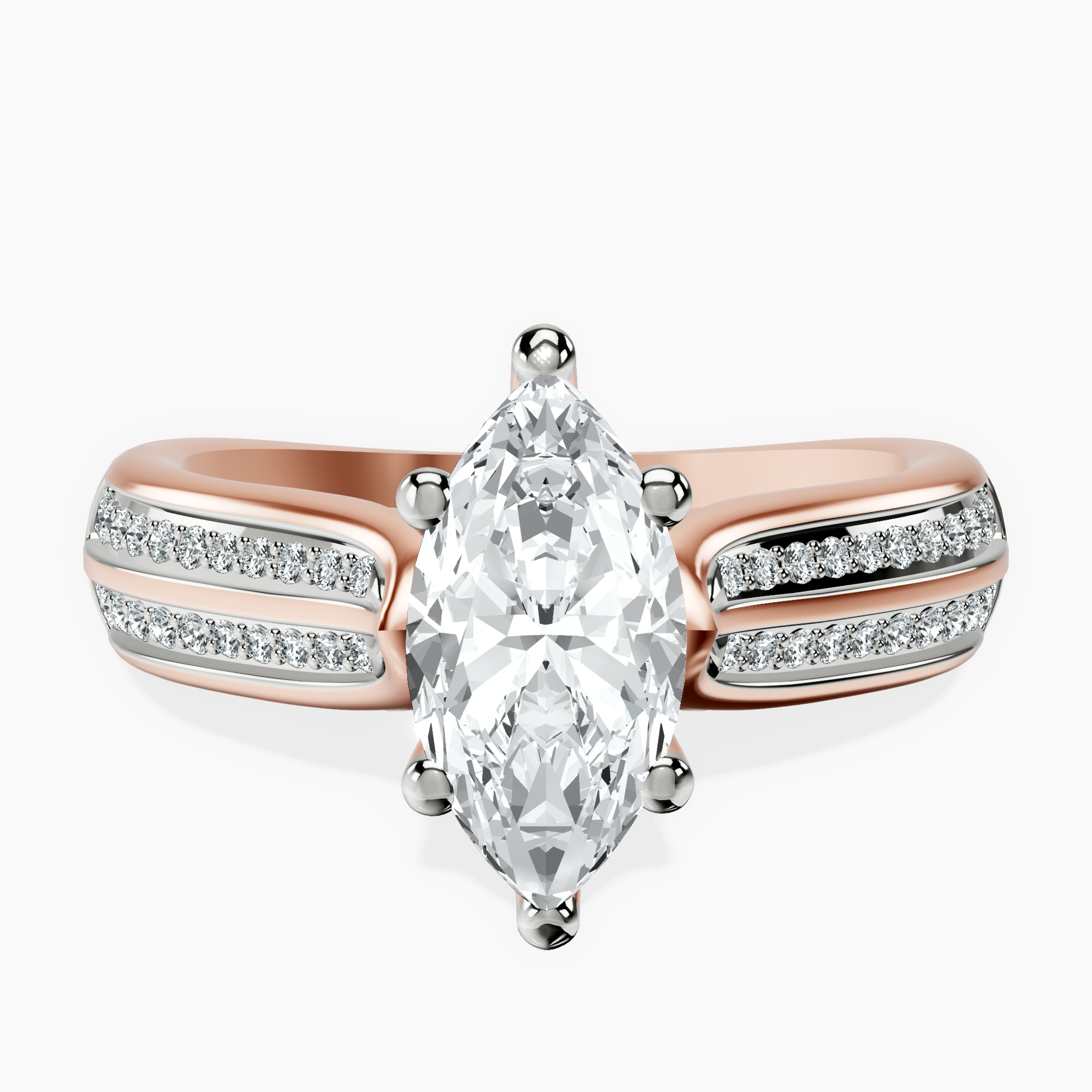 14kt Rose Gold Sandra Side Stone Lab Diamond Ring front image