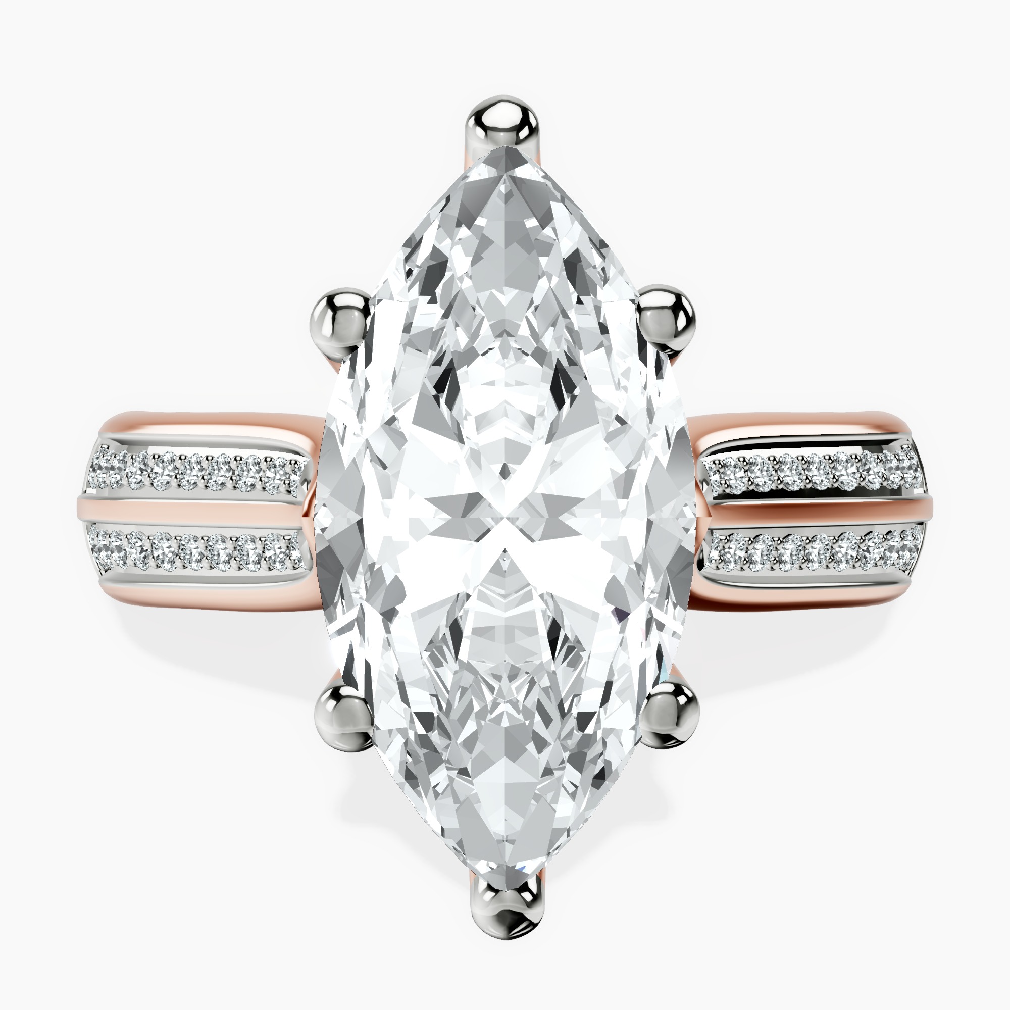 14kt Rose Gold Sandra Side Stone Lab Diamond Ring front image