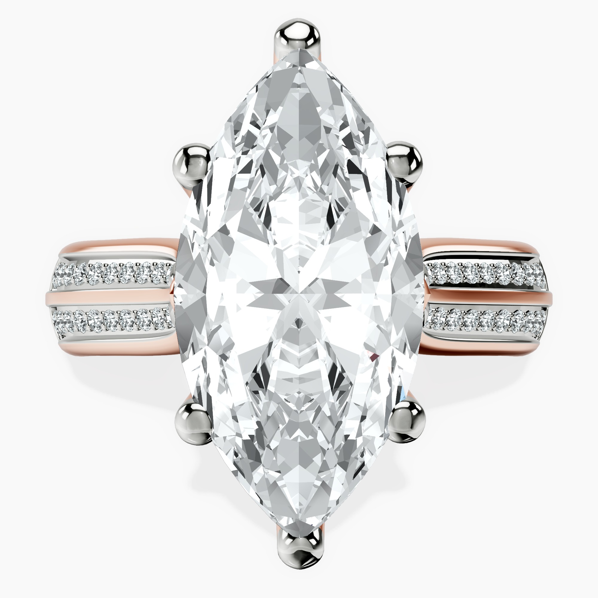 10kt Rose Gold Sandra Side Stone Lab Diamond Ring front image