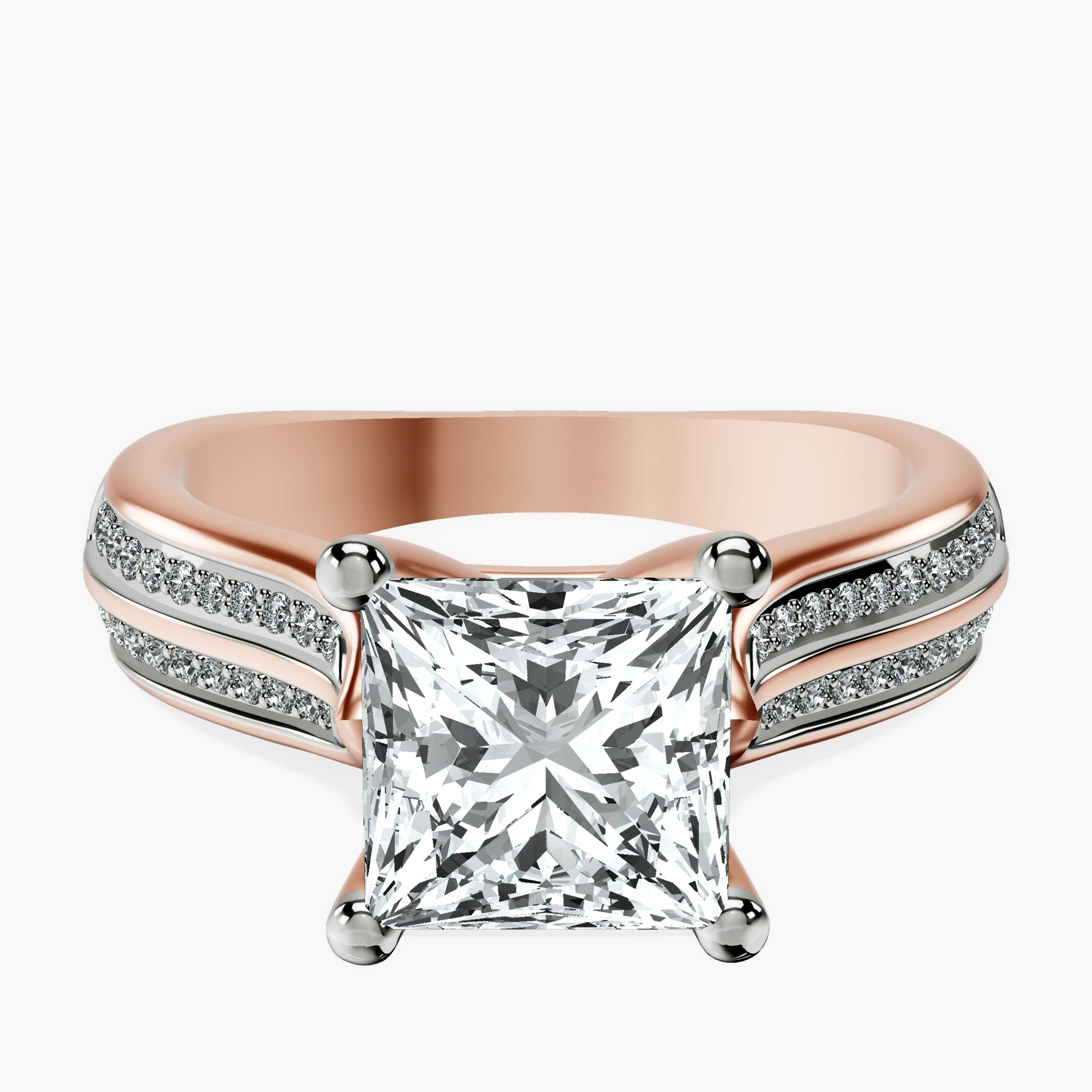 14kt Rose Gold Sandra Side Stone Lab Diamond Ring front image