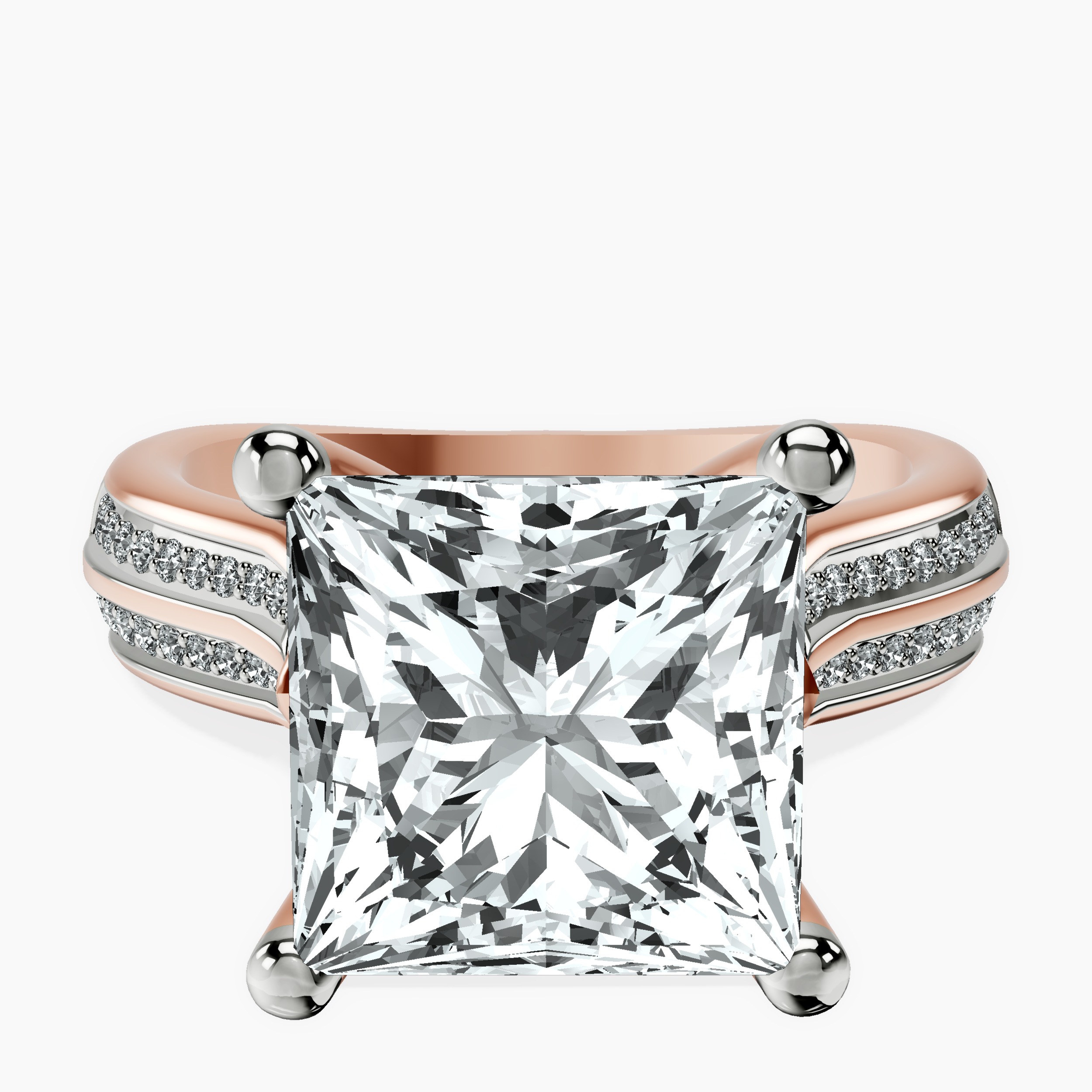 14kt Rose Gold Sandra Side Stone Lab Diamond Ring front image