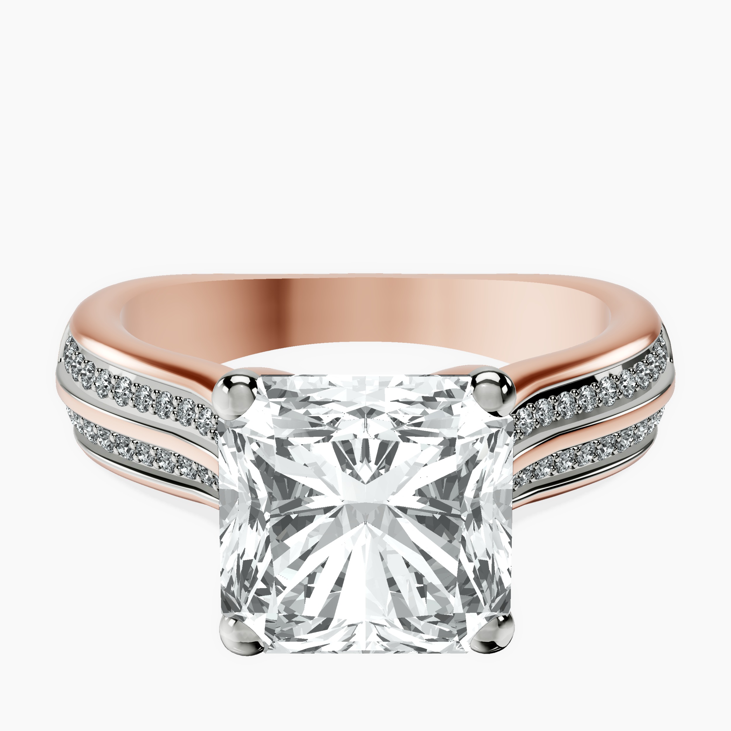 10kt Rose Gold Sandra Side Stone Lab Diamond Ring front image