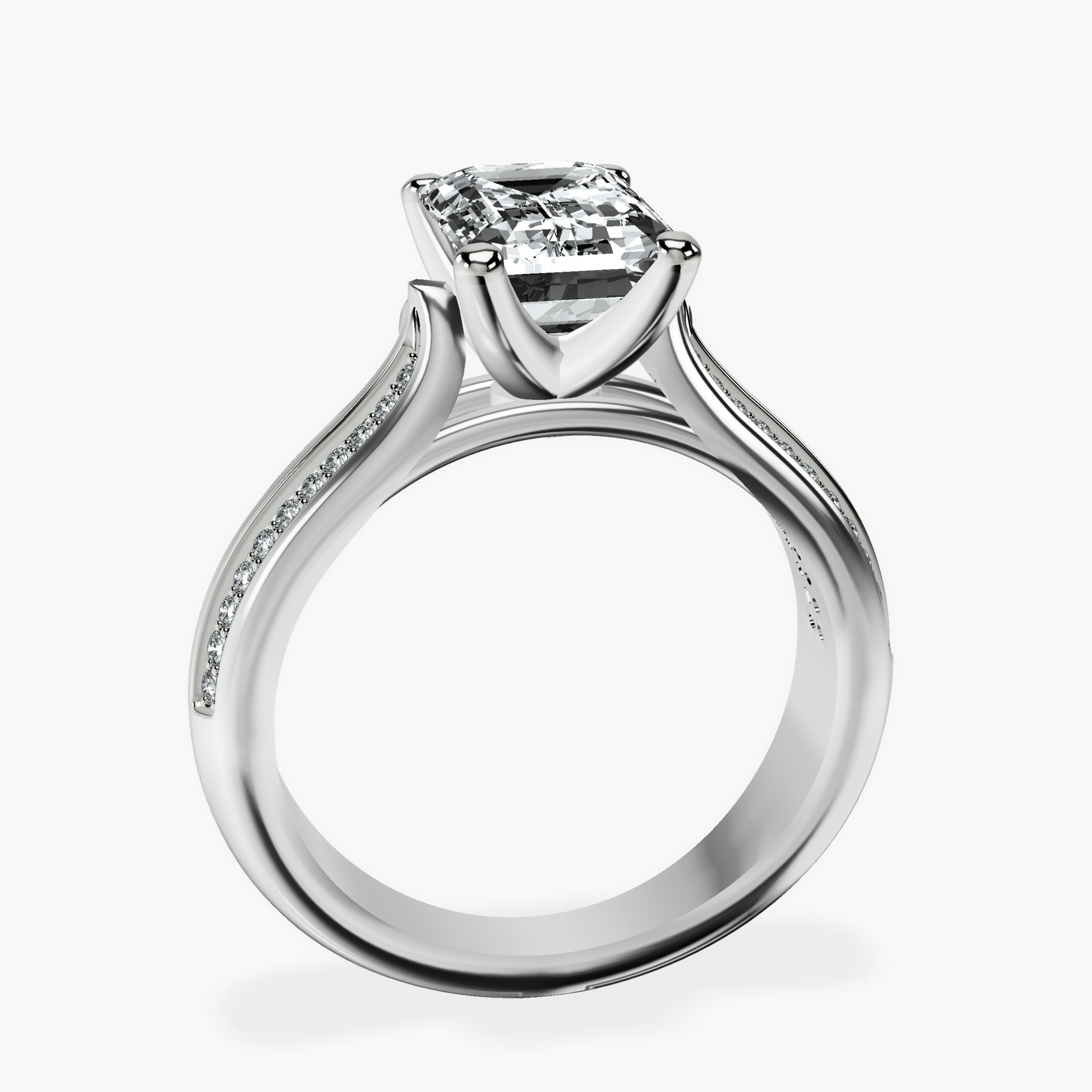 2.16 ct. emerald Sandra Side Stone Ring in 14kt white gold side right image one