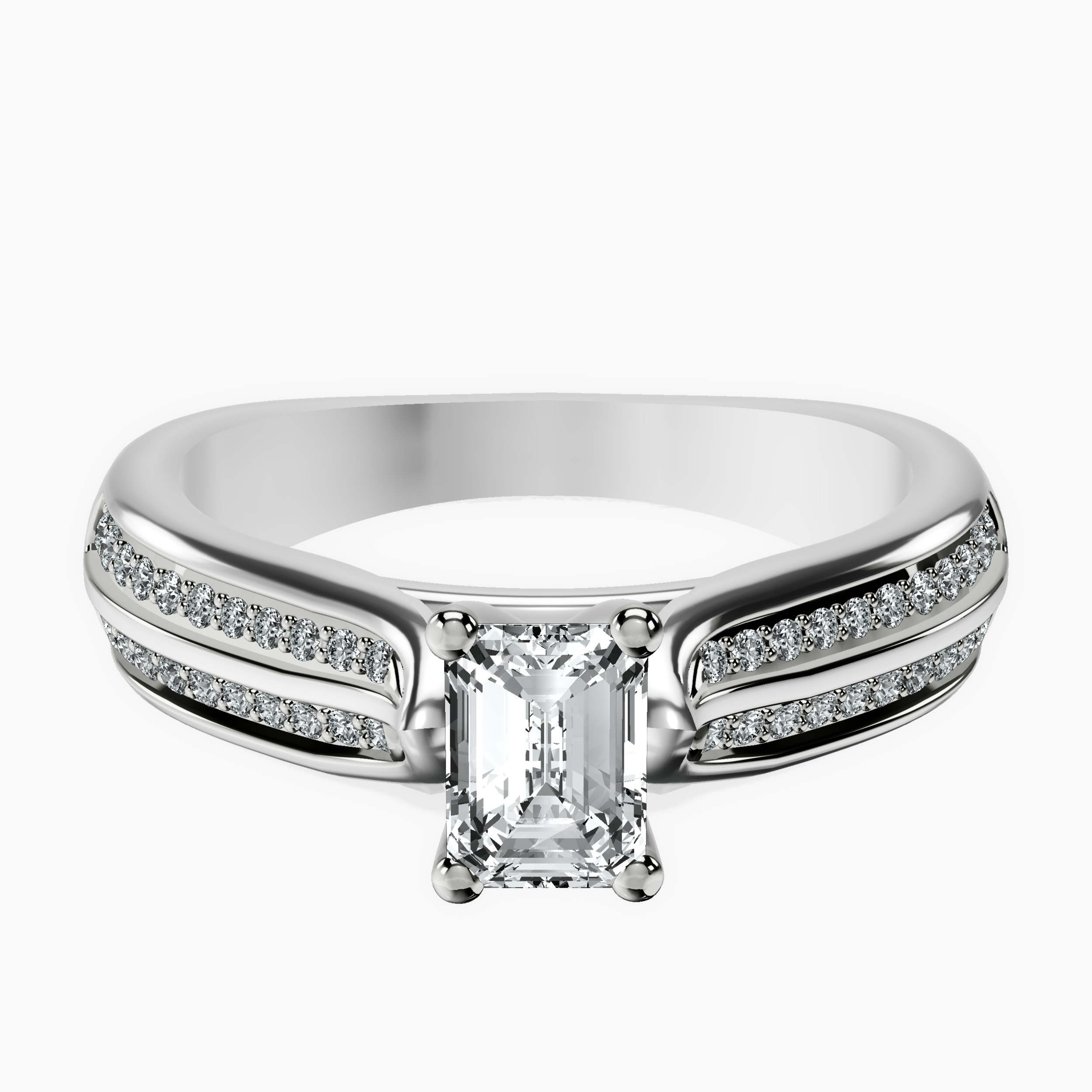 14kt White Gold Sandra Side Stone Lab Diamond Ring front image