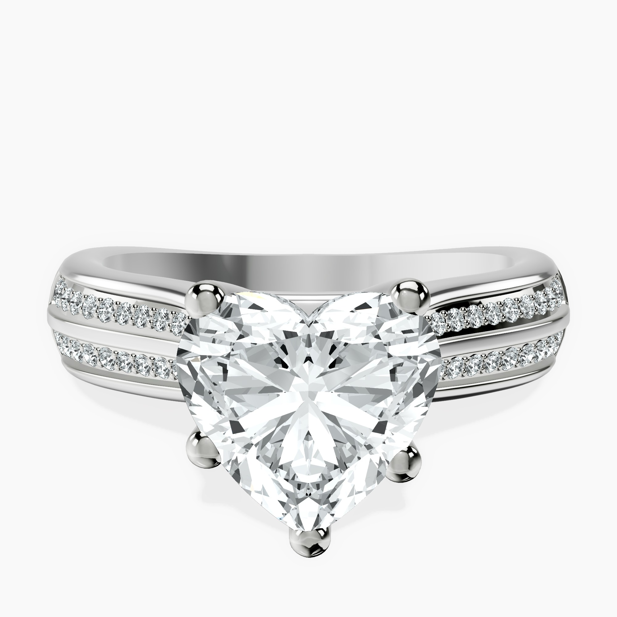 10kt White Gold Sandra Side Stone Lab Diamond Ring front image