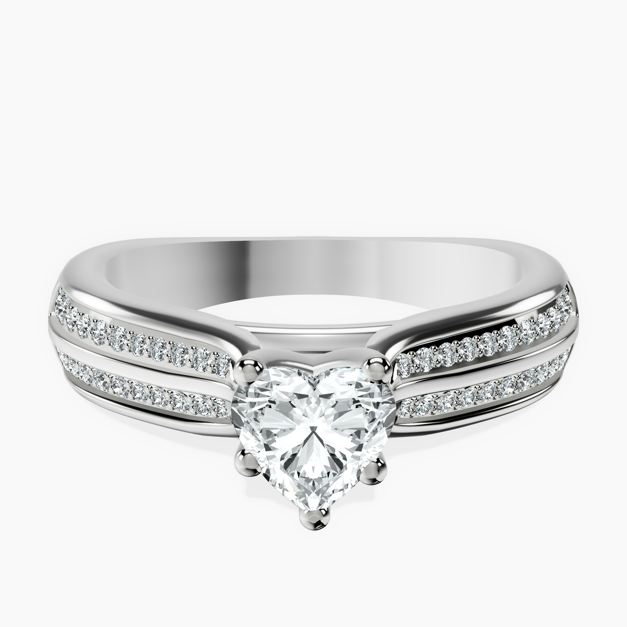 10kt White Gold Sandra Side Stone Lab Diamond Ring front image