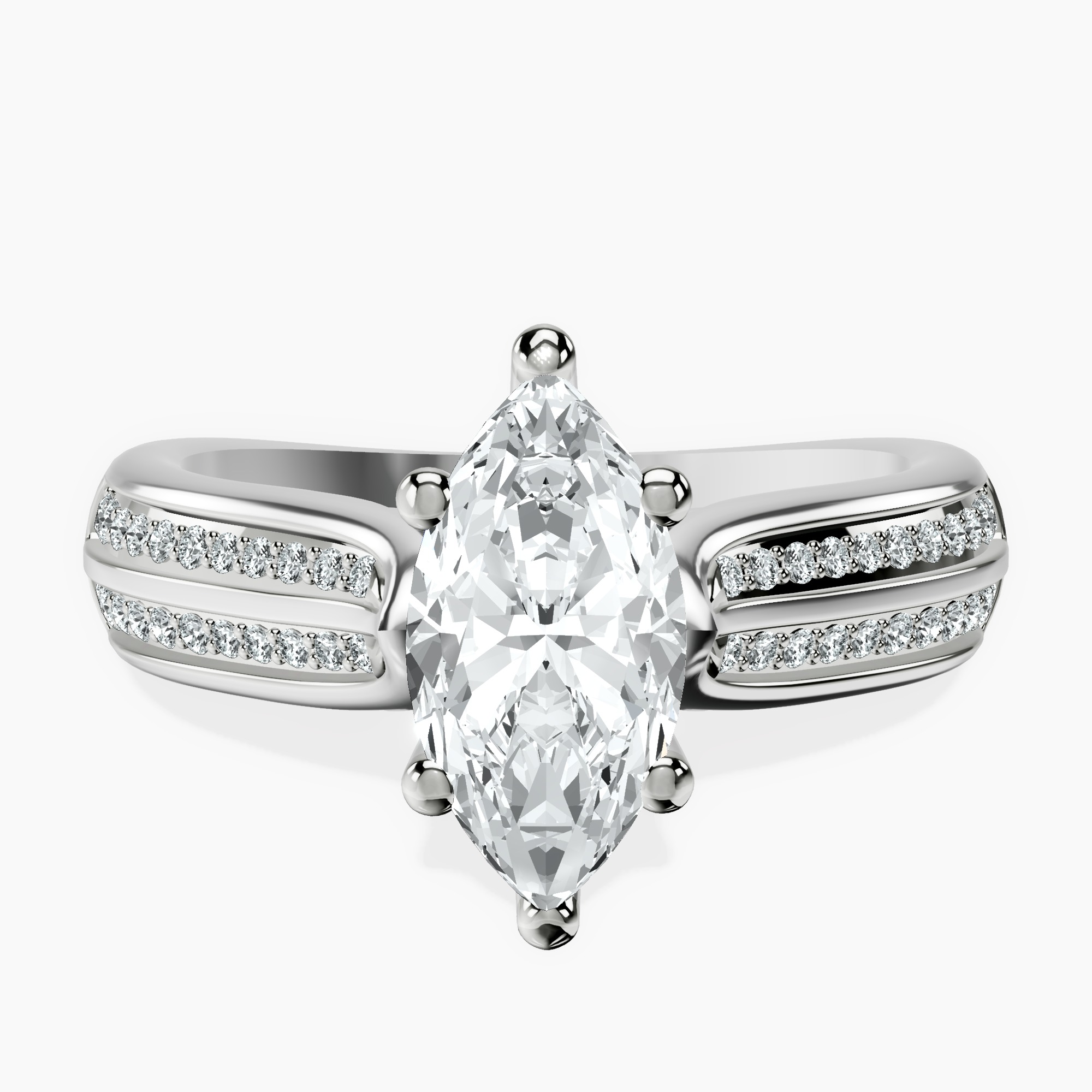 10kt White Gold Sandra Side Stone Lab Diamond Ring front image