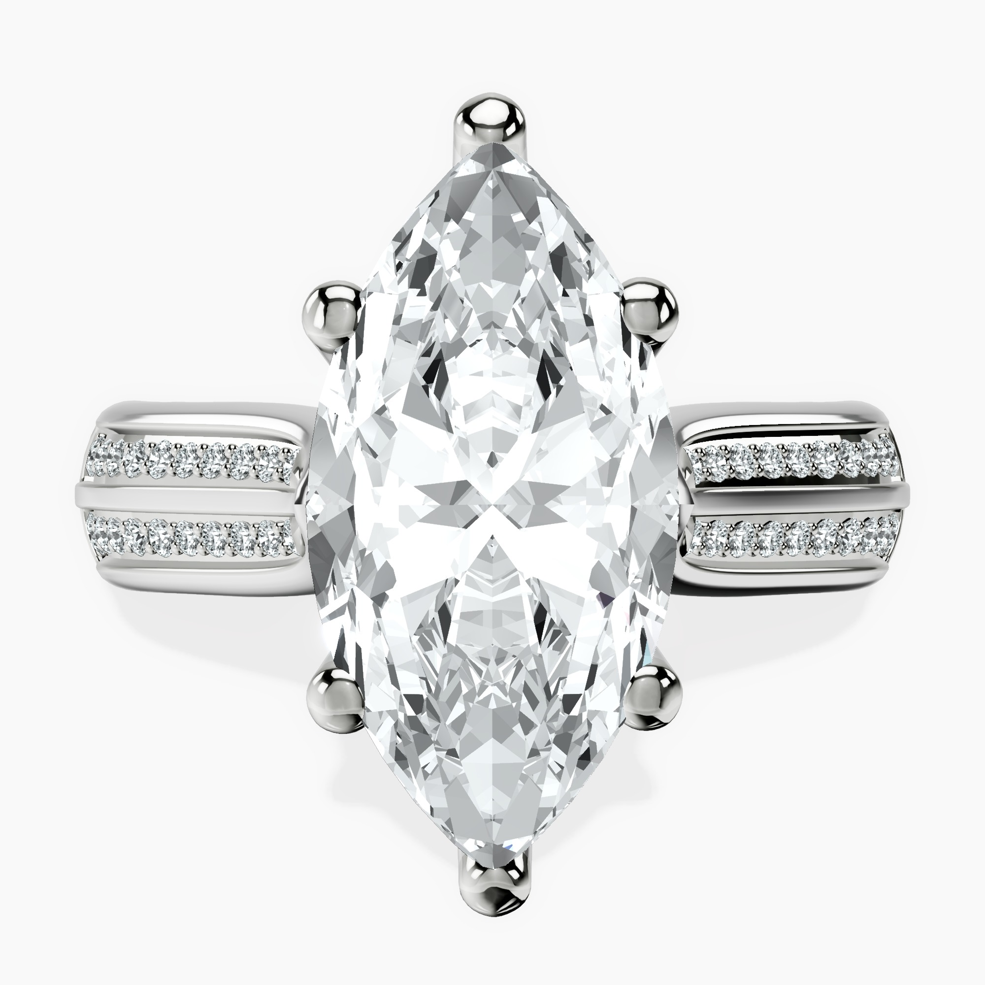 18kt White Gold Sandra Side Stone Lab Diamond Ring front image
