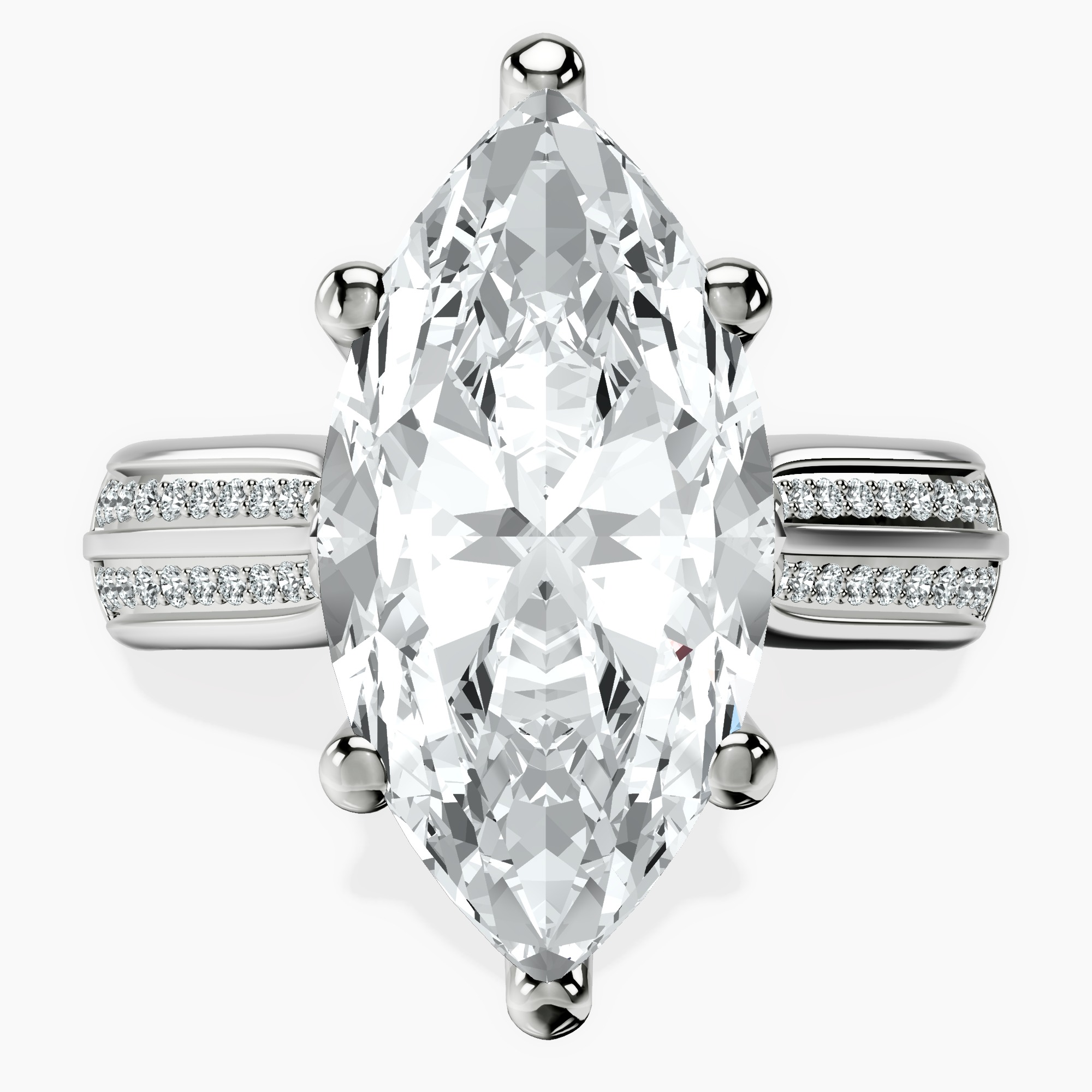 10kt White Gold Sandra Side Stone Lab Diamond Ring front image