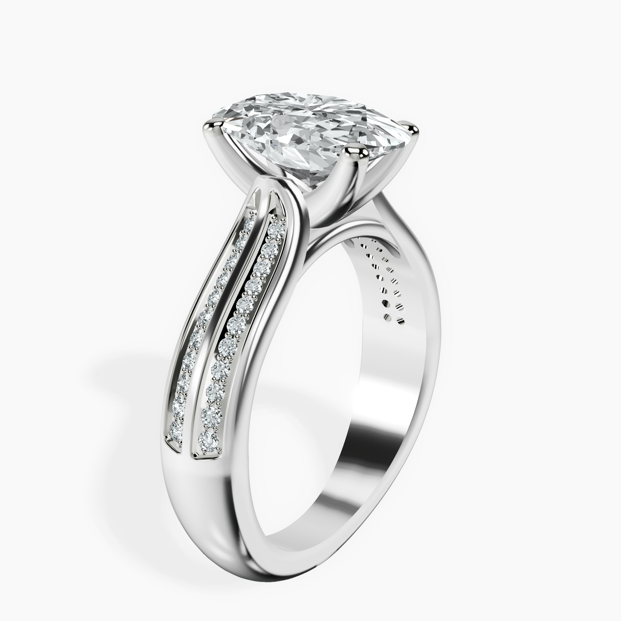 2.40 ct. oval Sandra Side Stone Ring in platinum standing product image one