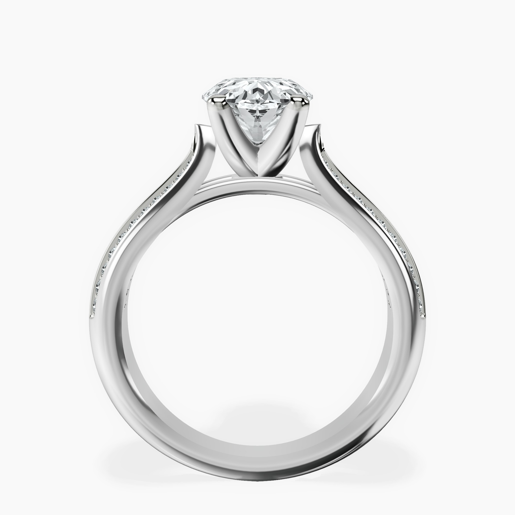 2.40 ct. oval Sandra Side Stone Ring in platinum side right image one