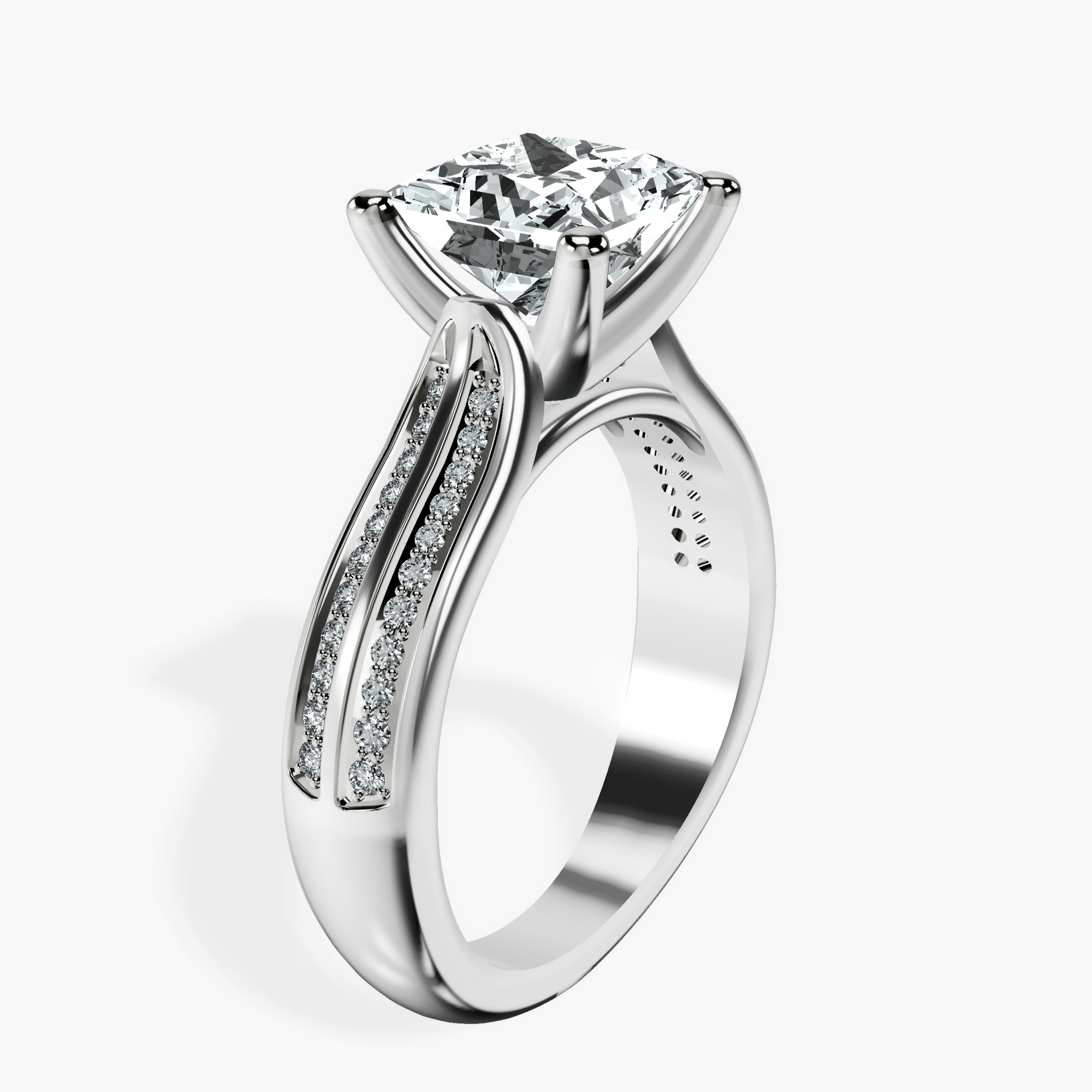 2.71 ct. princess Sandra Side Stone Ring in platinum standing product image one