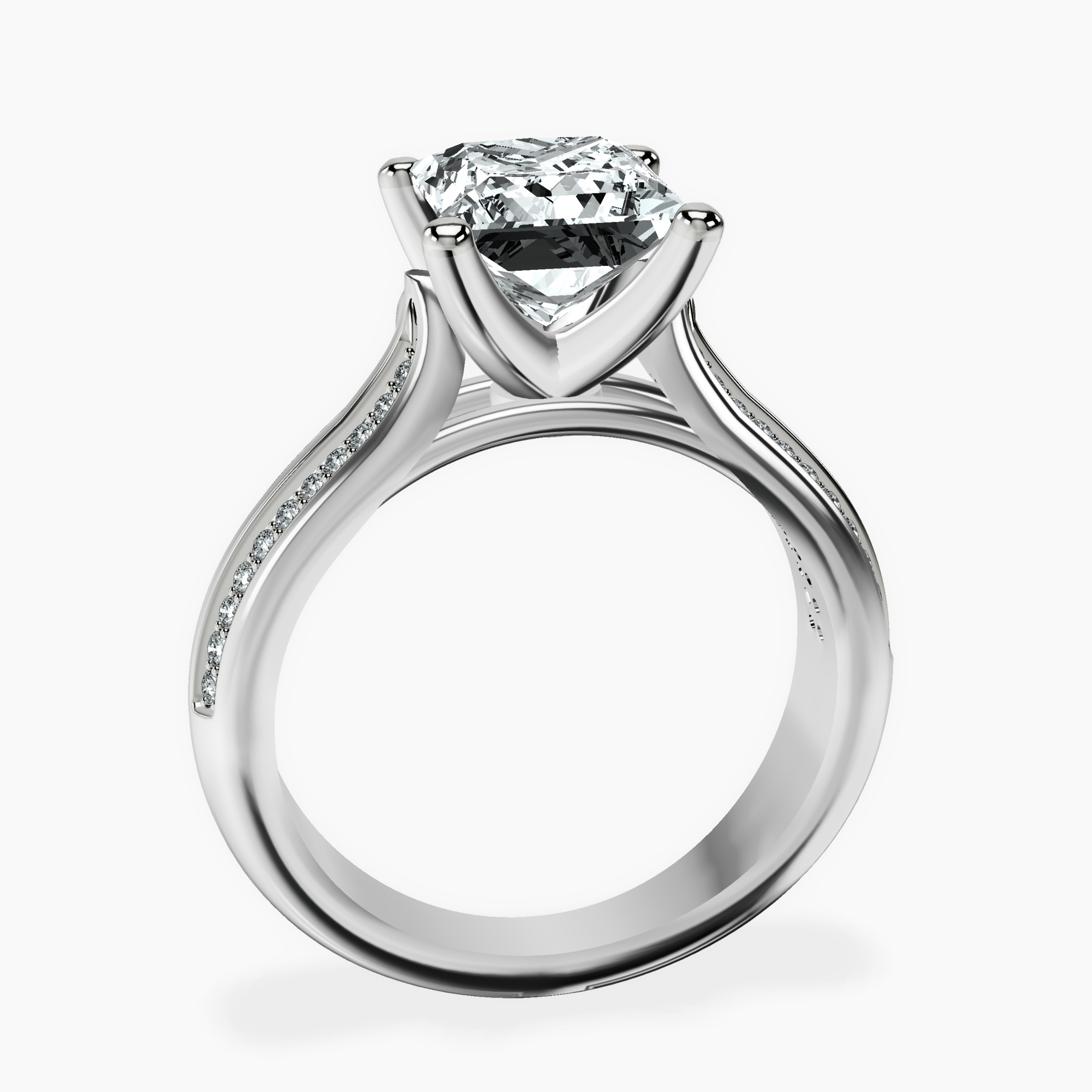 2.71 ct. princess Sandra Side Stone Ring in platinum side right image one