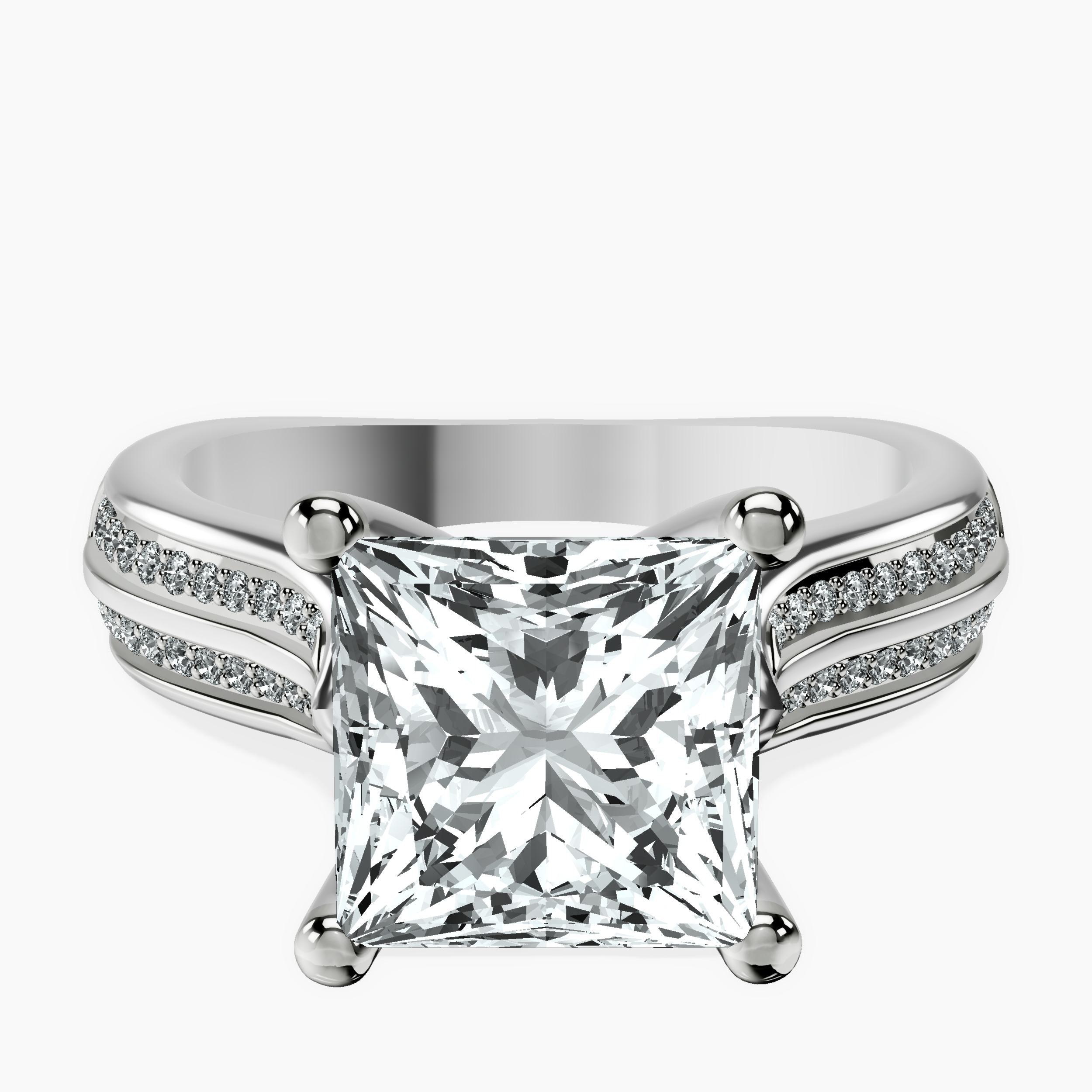 10kt White Gold Sandra Side Stone Lab Diamond Ring front image