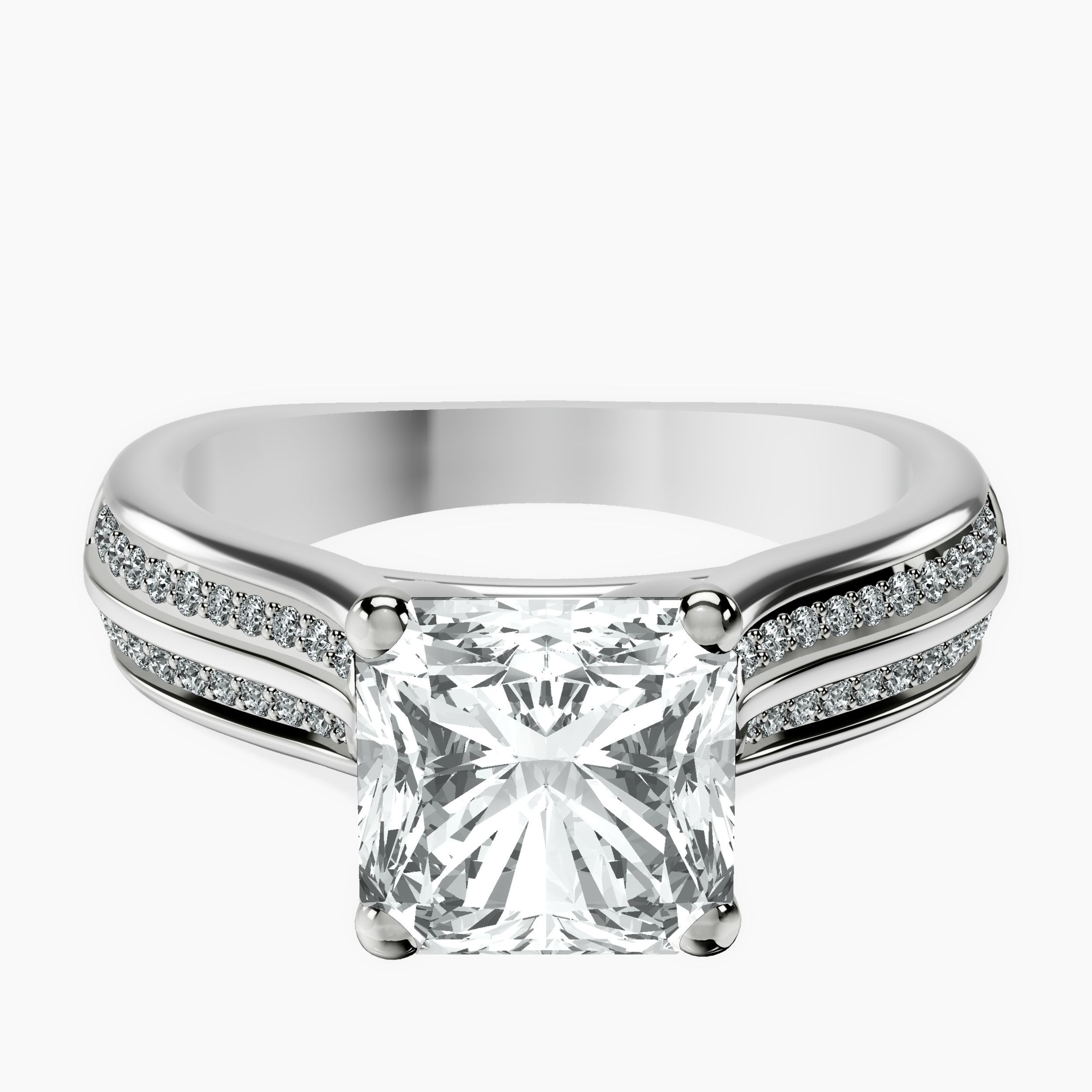 10kt White Gold Sandra Side Stone Lab Diamond Ring front image