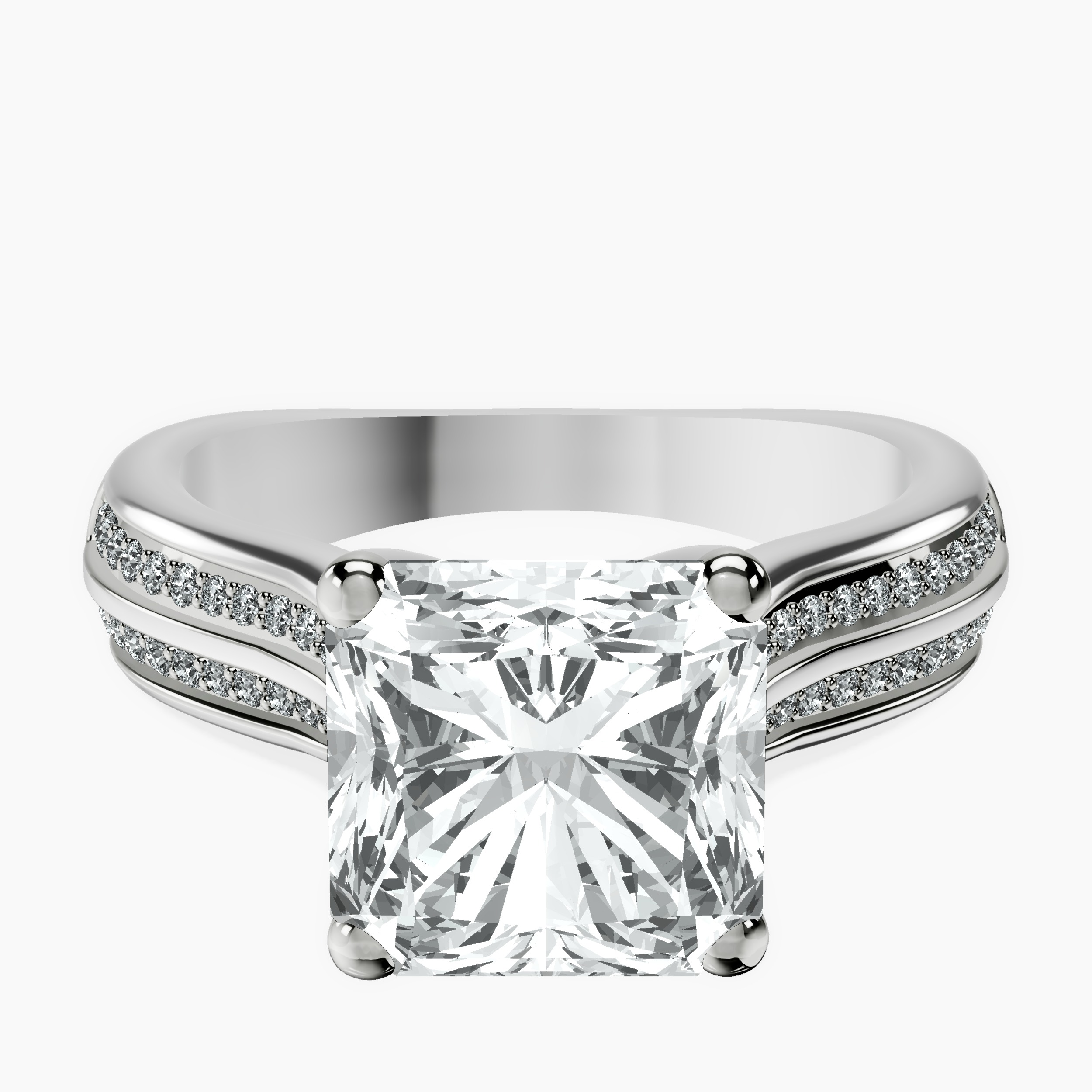 10kt White Gold Sandra Side Stone Lab Diamond Ring front image