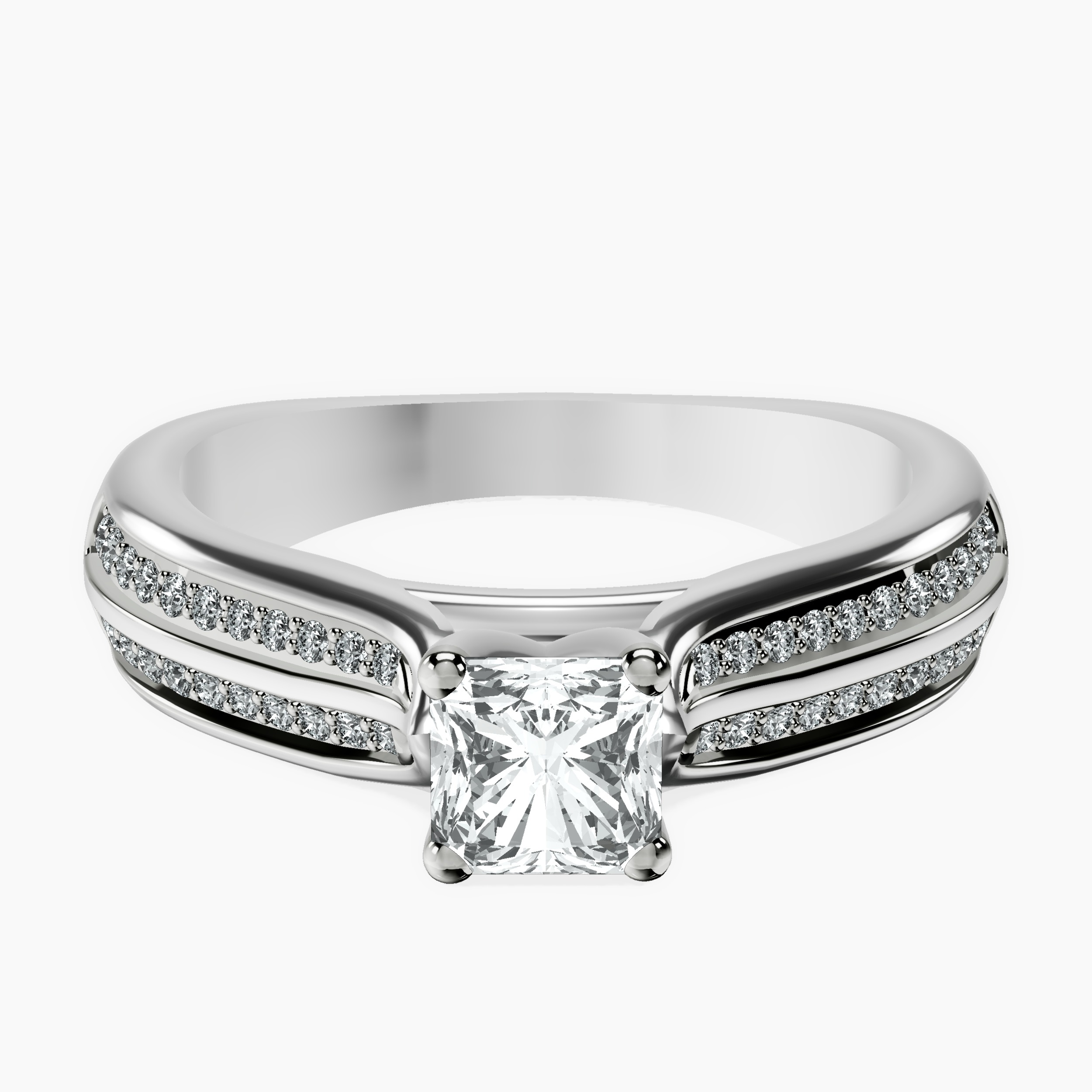 10kt White Gold Sandra Side Stone Lab Diamond Ring front image