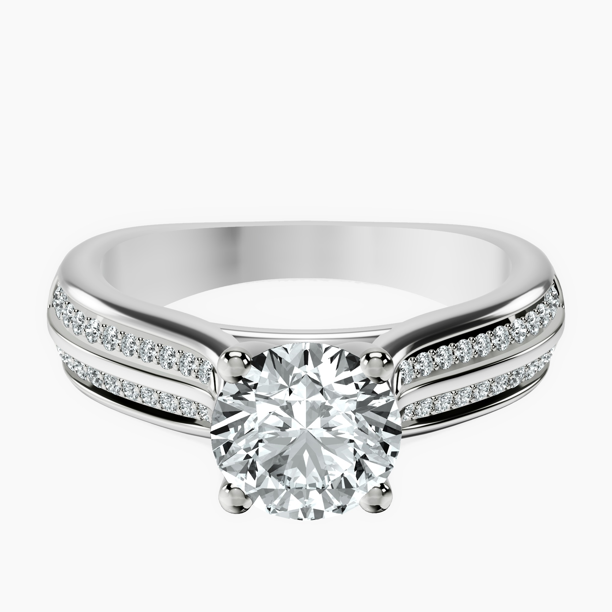 1.41 ct. round Sandra Side Stone Ring in platinum rtr top