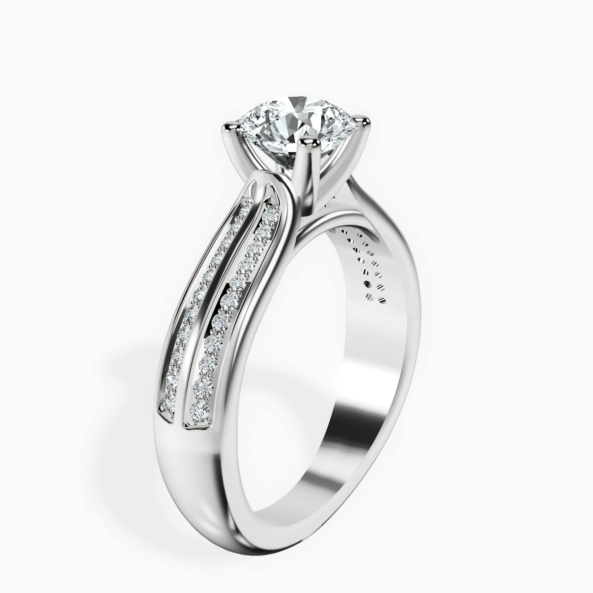 1.41 ct. round Sandra Side Stone Ring in platinum standing product image one