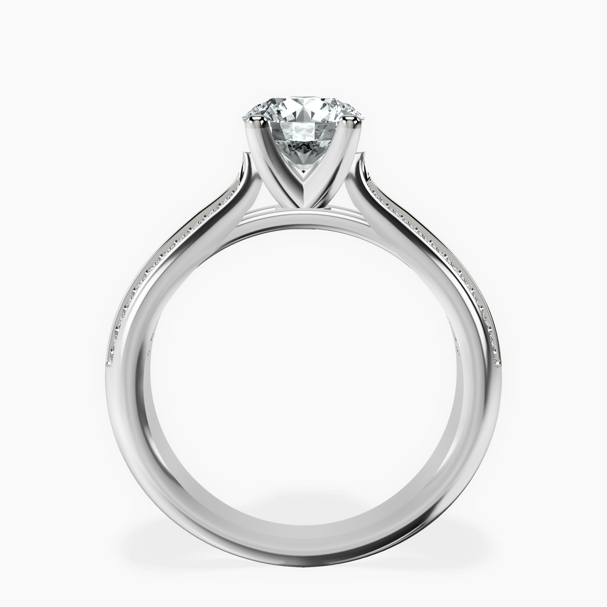 1.41 ct. round Sandra Side Stone Ring in platinum side right image one